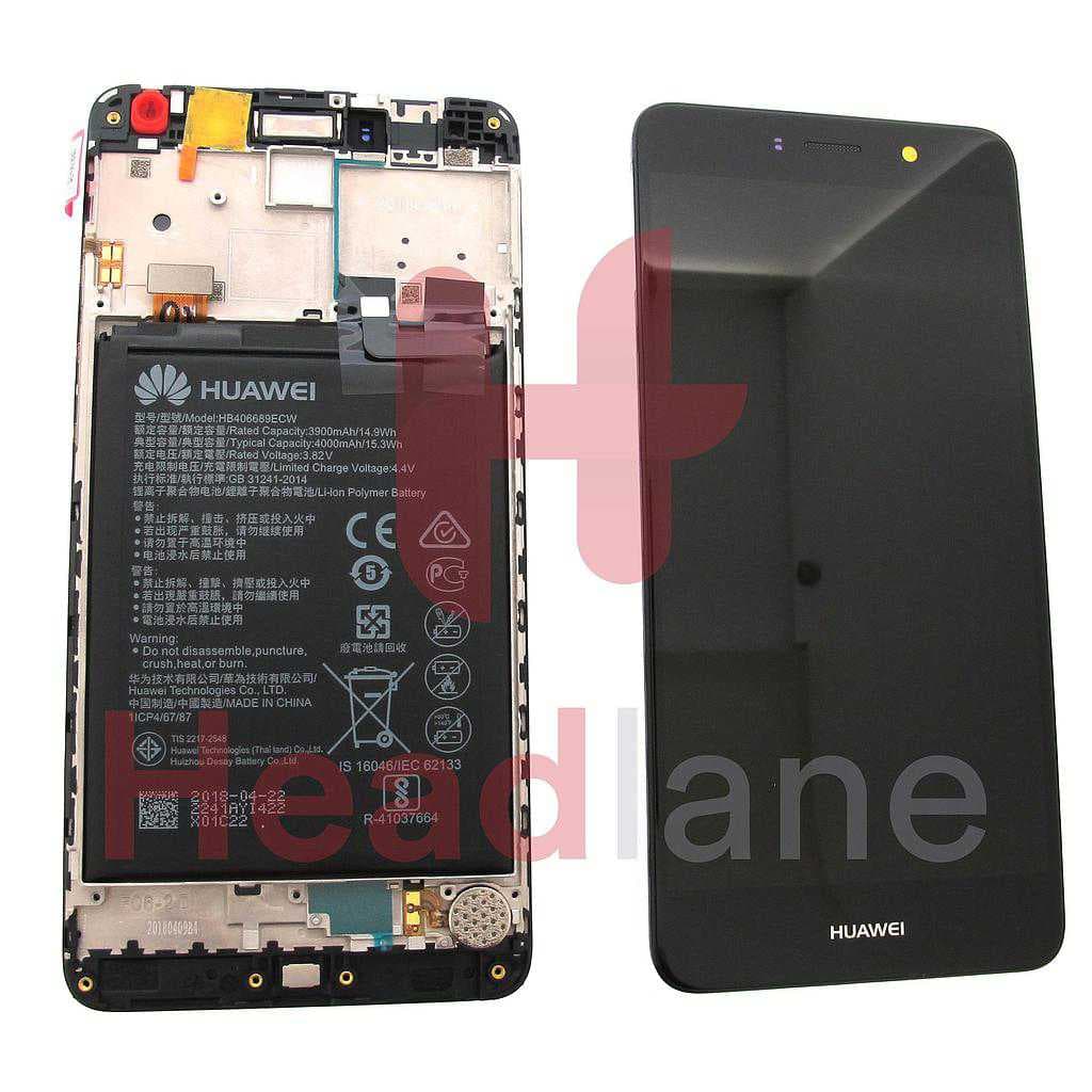 Huawei Y7 (2017) LCD Display / Screen + Touch + Battery Assembly - Black - 02351HSB - Huawei Replacement Part