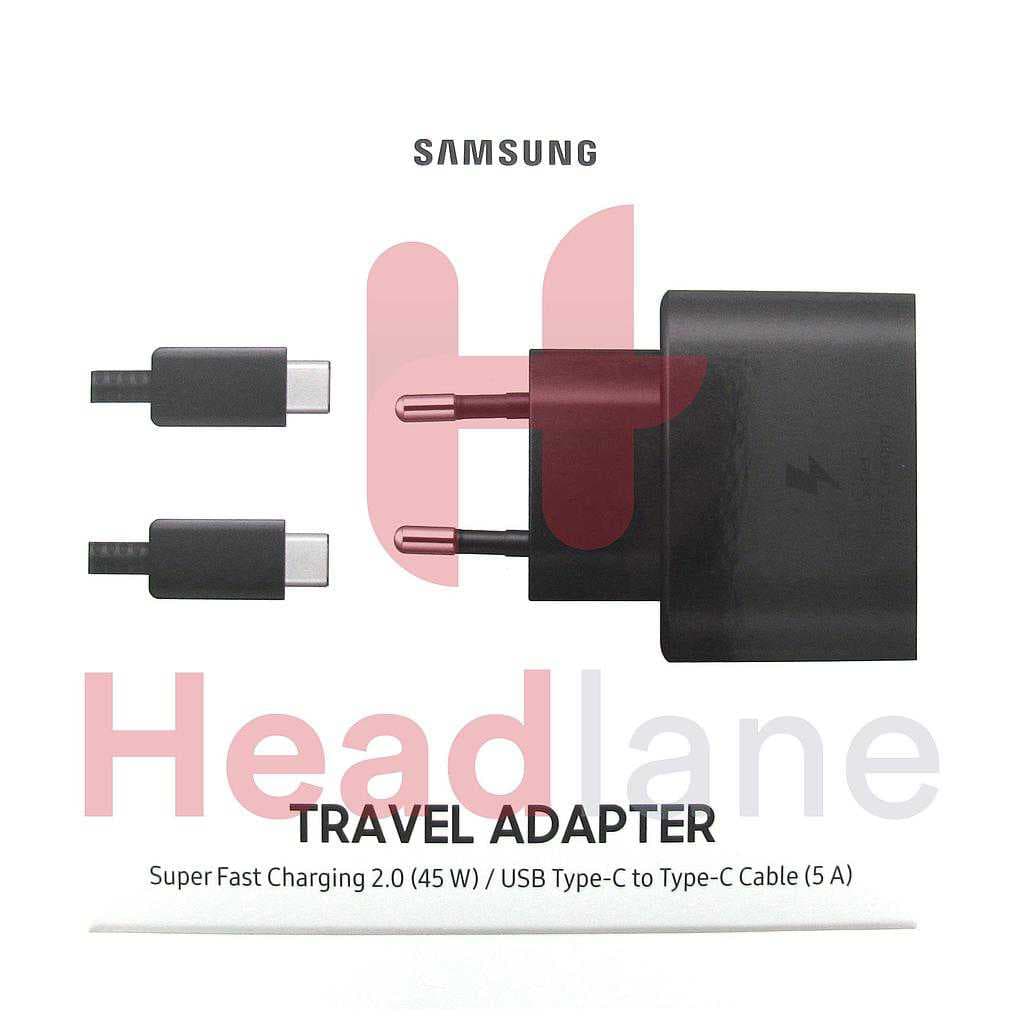 Samsung EP-TA845 45W USB Type C Mains Charger (EU 2Pin) - Black - EP-TA845XBEGWW - Samsung Replacement Part