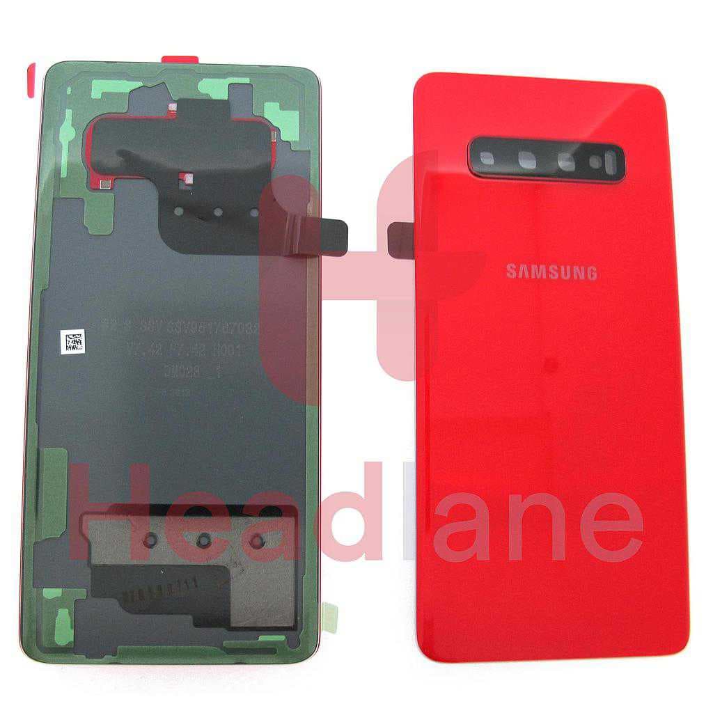 Samsung SM-G975 Galaxy S10+ / S10 Plus Back / Battery Cover - Cardinal Red - GH82-18406H - Samsung Replacement Part