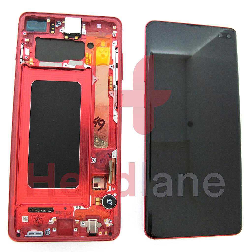 Samsung SM-G975 Galaxy S10+ / S10 Plus LCD Display / Screen + Touch - Cardinal Red - GH82-18849H - Samsung Replacement Part