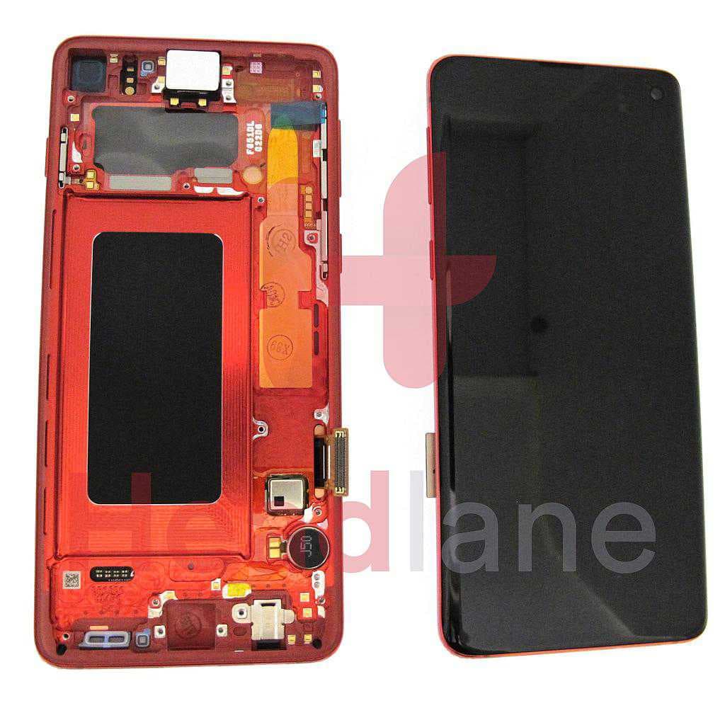Samsung SM-G973 Galaxy S10 LCD Display / Screen + Touch - Cardinal Red - GH82-18850H - Samsung Replacement Part