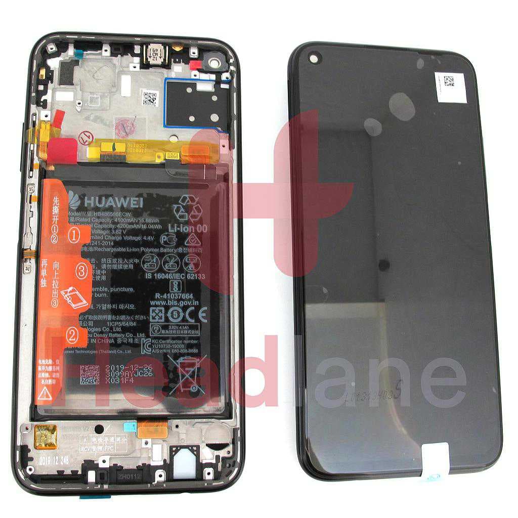 Huawei P40 Lite LCD Display / Screen + Touch + Battery Assembly - Midnight Black - 02353KFU - Huawei Replacement Part