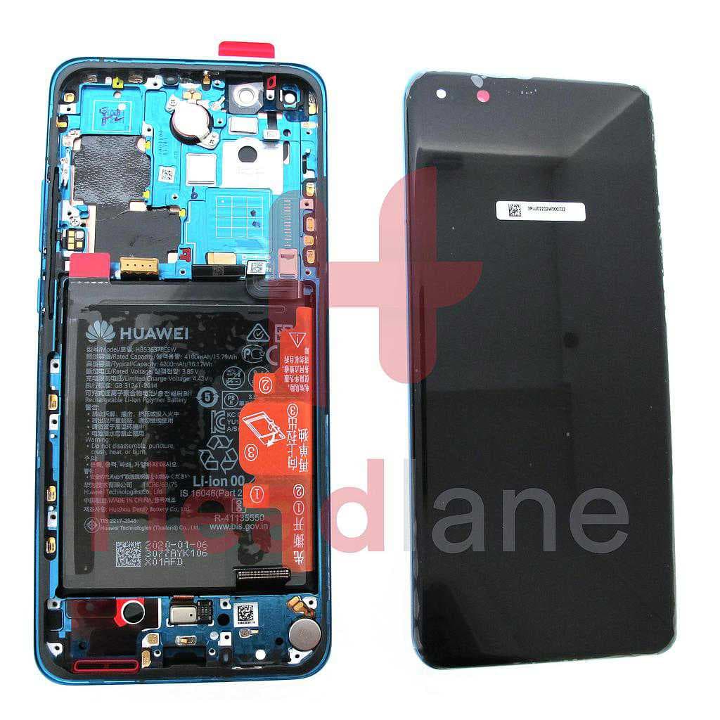 Huawei P40 Pro LCD Display / Screen + Touch + Battery Assembly - Deep Sea Blue - 02353PJJ - Huawei Replacement Part