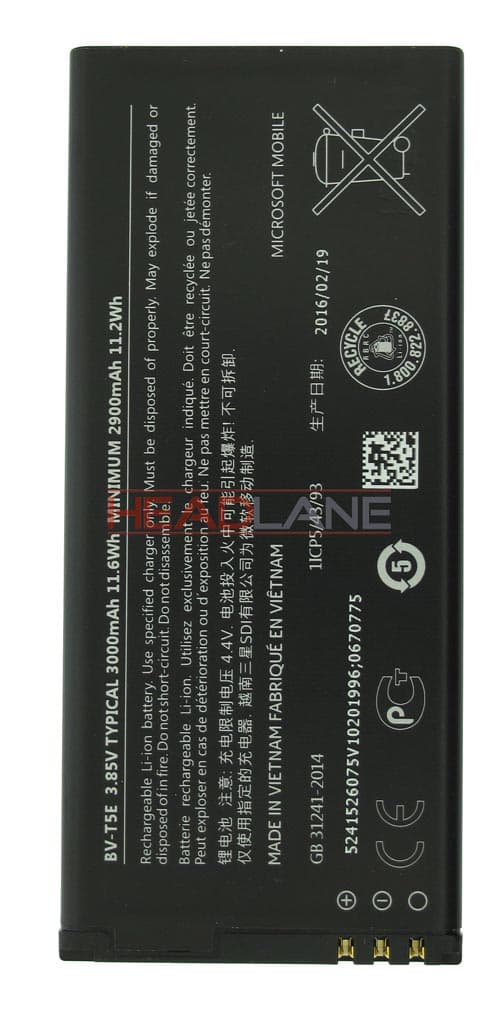Microsoft Lumia 950 BV-T5E 2900mAh Battery - 0670775 - Microsoft Replacement Part