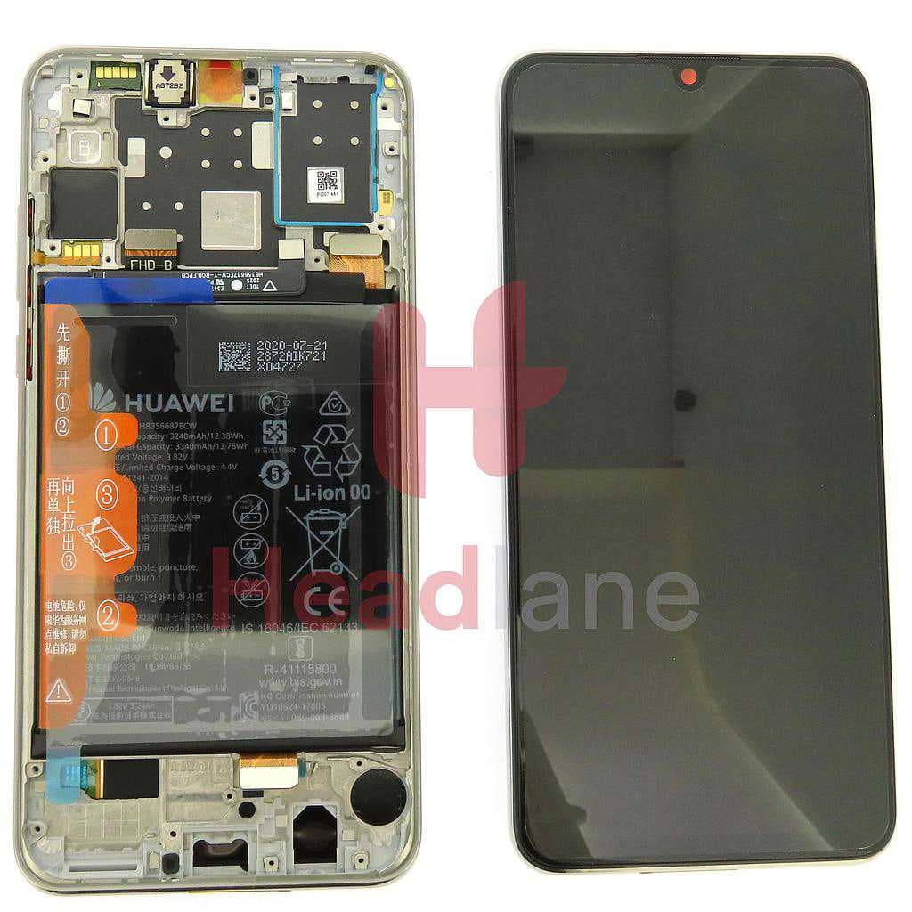 Huawei P30 Lite (New Edition) (MAR-LX1B) LCD Display / Screen + Touch + Battery Assembly - White - 02353FQB - Huawei Replacement Part