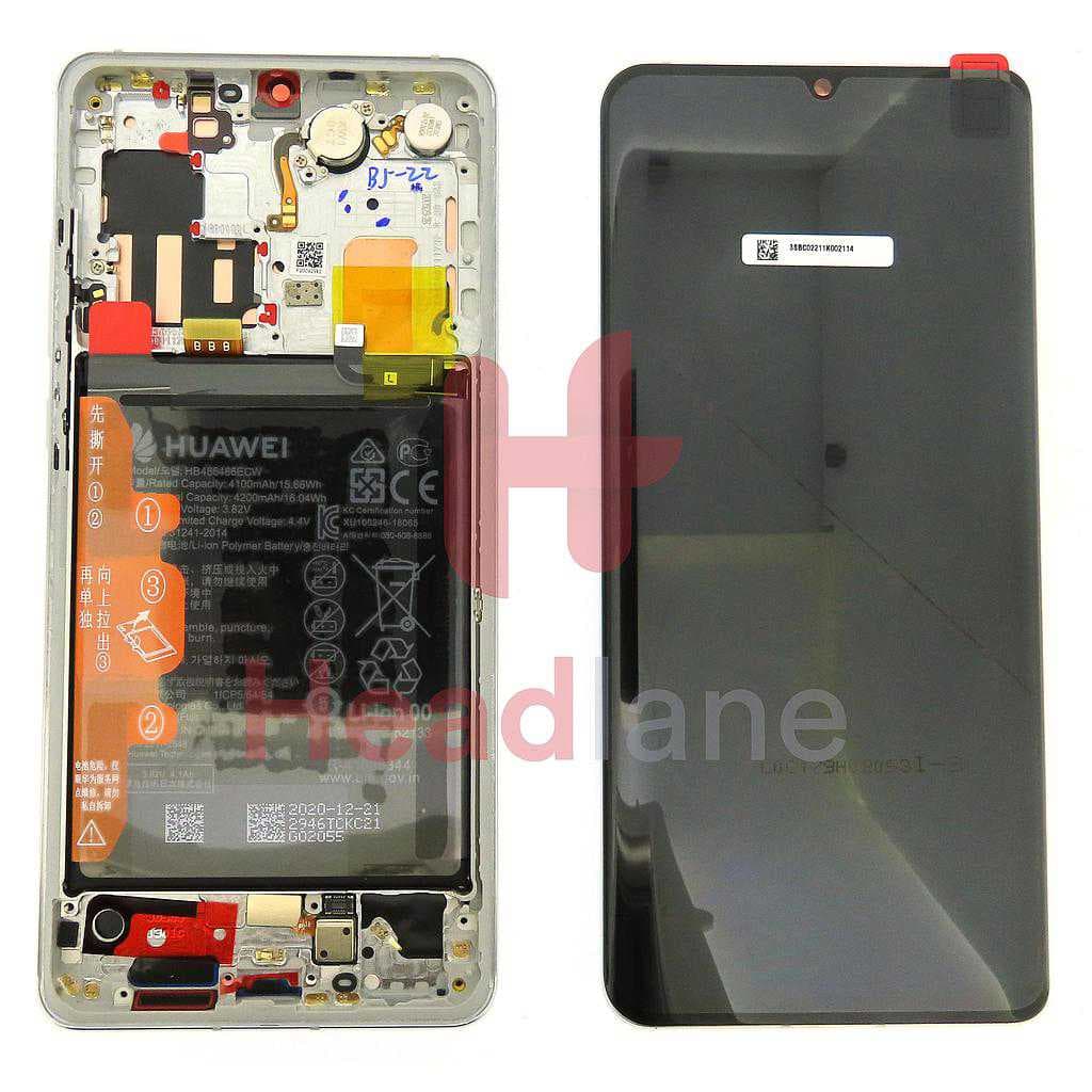 Huawei P30 Pro LCD Display / Screen + Touch + Battery Assembly - Silver - 02353SBC - Huawei Replacement Part