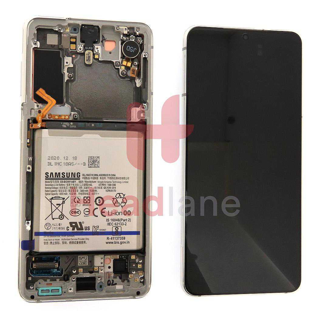 Samsung SM-G991 Galaxy S21 5G LCD Display / Screen + Touch + Battery - Phantom White - GH82-24716C - Samsung Replacement Part