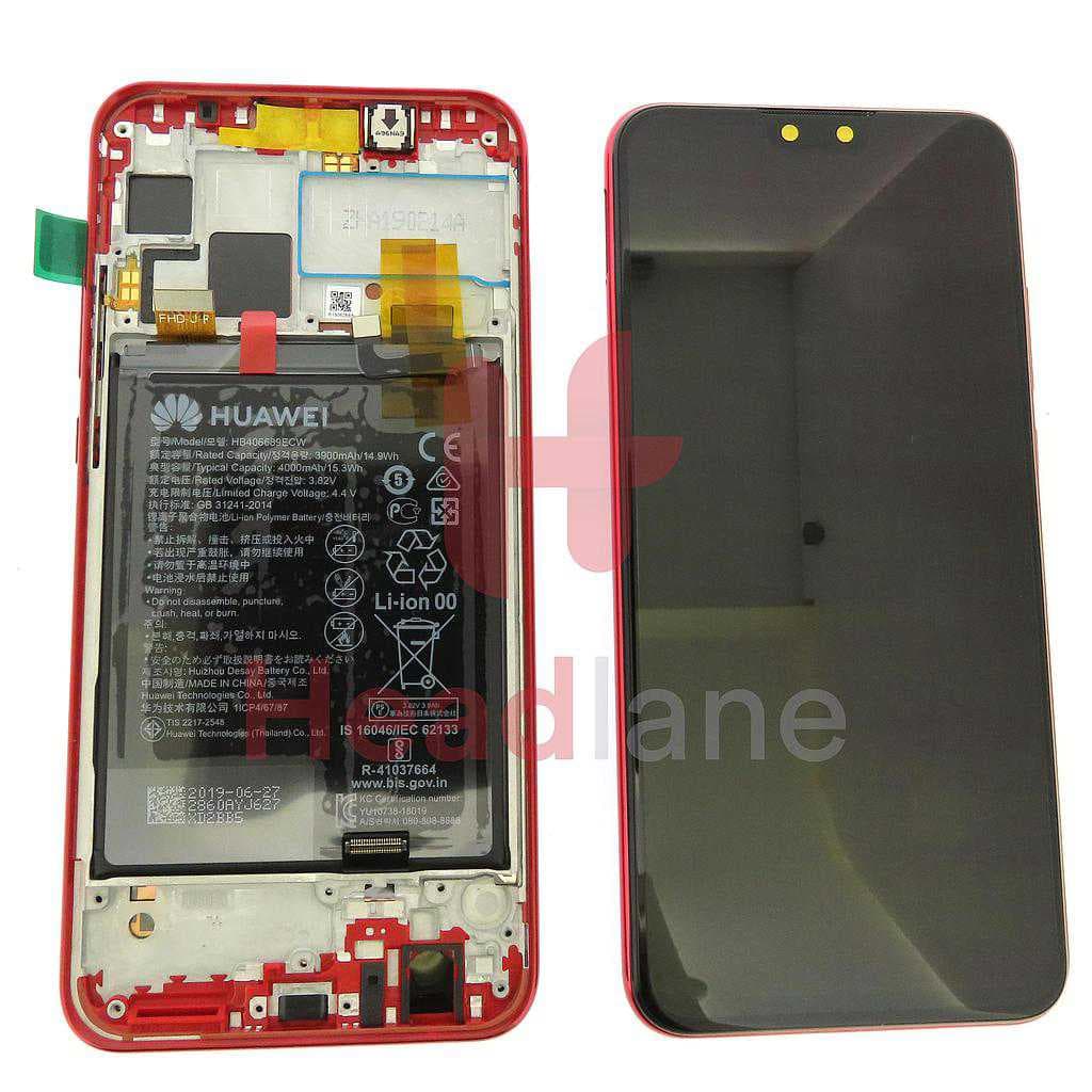 Huawei Y9 (2019) LCD Display / Screen + Touch + Battery - Red - 02352MTE - Huawei Replacement Part