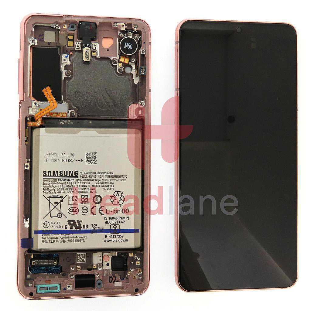 Samsung SM-G991 Galaxy S21 5G LCD Display / Screen + Touch + Battery - Phantom Pink - GH82-24718D - Samsung Replacement Part