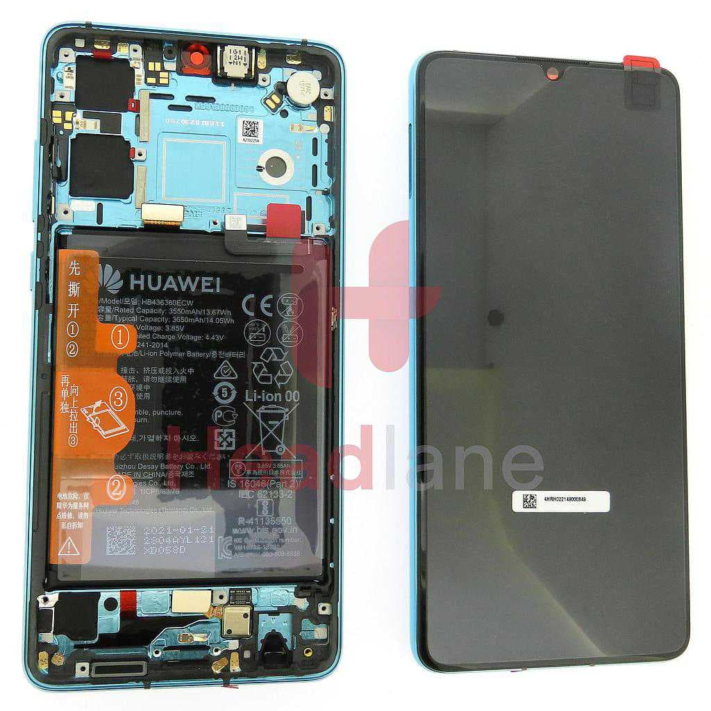 Huawei P30 LCD Display / Screen + Touch + Battery Assembly - Aurora Blue (New Version) - 02354HRH - Huawei Replacement Part