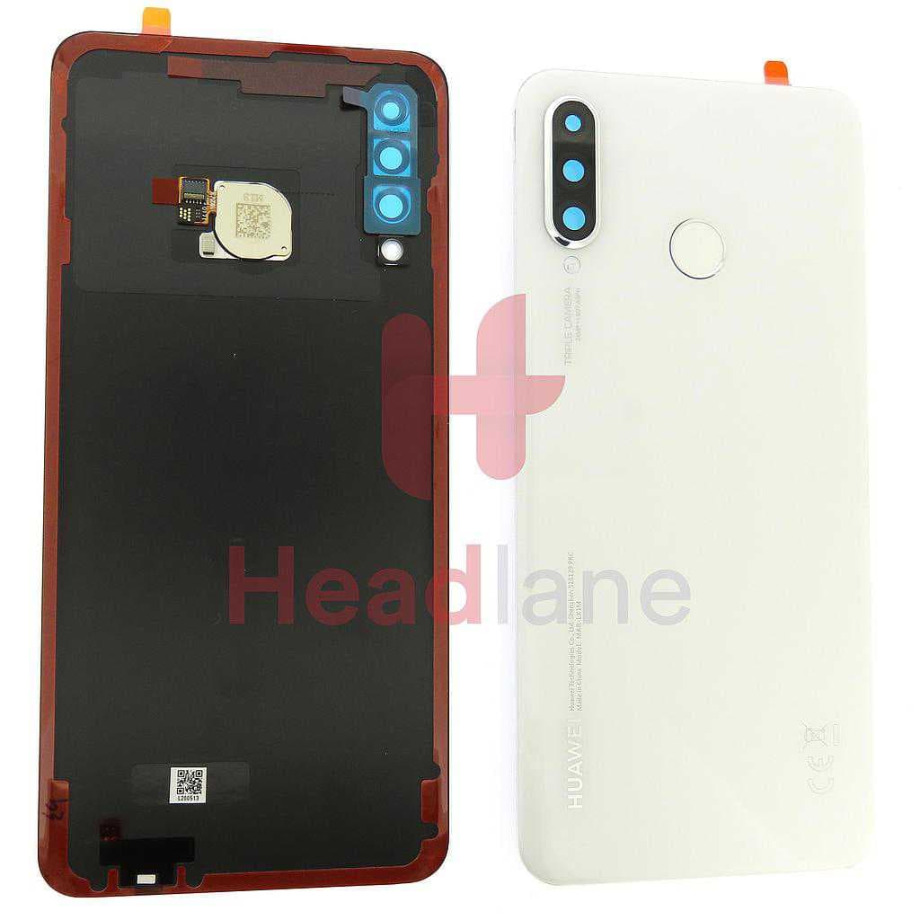 Huawei P30 Lite Back / Battery Cover + Fingerprint Sensor - White (MAR-LX1M 24MP Rear Camera) - 02352PML - Huawei Replacement Part