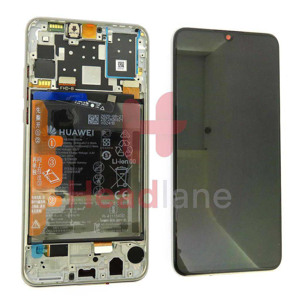 Huawei P30 Lite (NFC / 32MP Front Camera Version) LCD Display / Screen + Touch + Battery Assembly - White - 02352PJN - Huawei Replacement Part