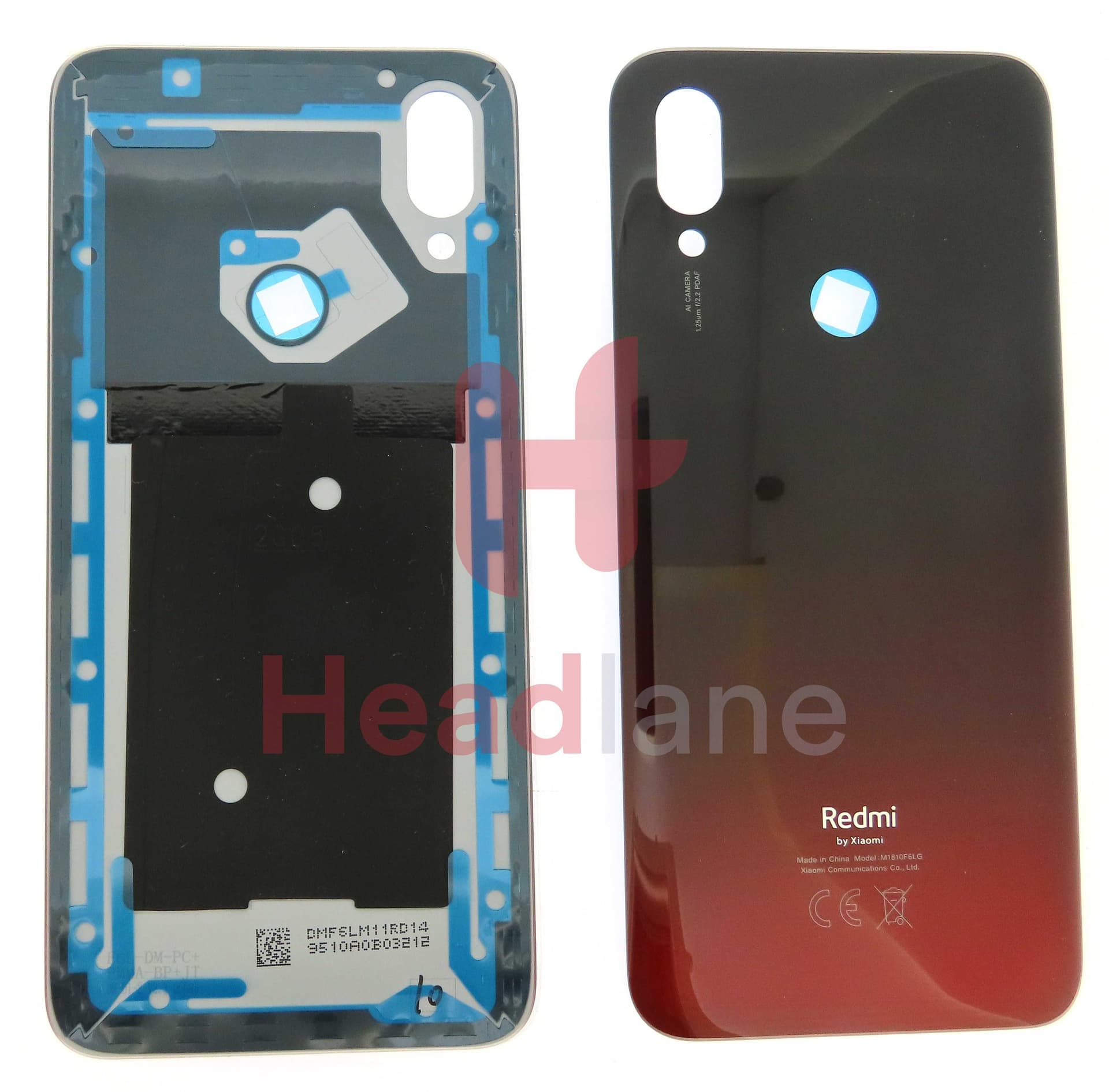 Xiaomi Redmi 7 Back / Battery Cover - Black /Red - 552819200021 - Xiaomi Replacement Part