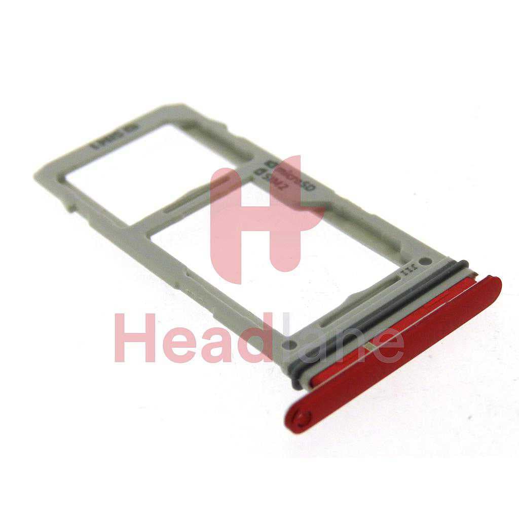 Samsung SM-G973 Galaxy S10 SIM / Memory Card Tray (Hybrid / Dual SIM) - Cardinal Red - GH98-43713H - Samsung Replacement Part