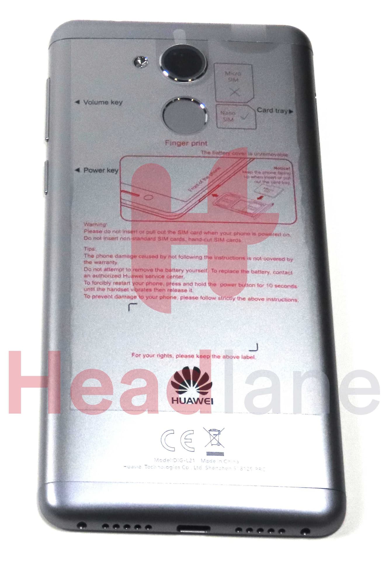 Huawei Nova Smart Back / Battery Cover - Grey - 97070QUA - Huawei Replacement Part