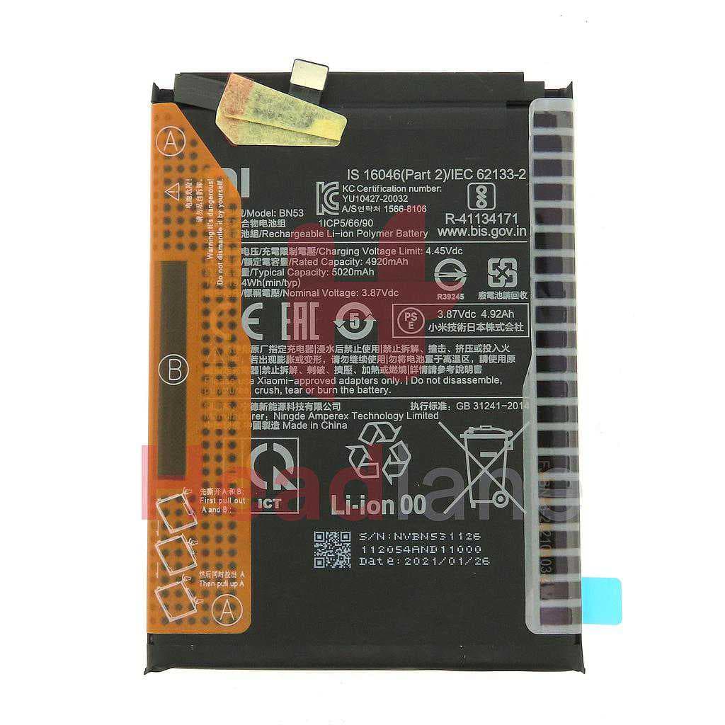 Xiaomi Redmi Note 9 Pro / Note 10 Pro BN53 5020mAh Internal Battery	 - 46020000155Z - Xiaomi Replacement Part