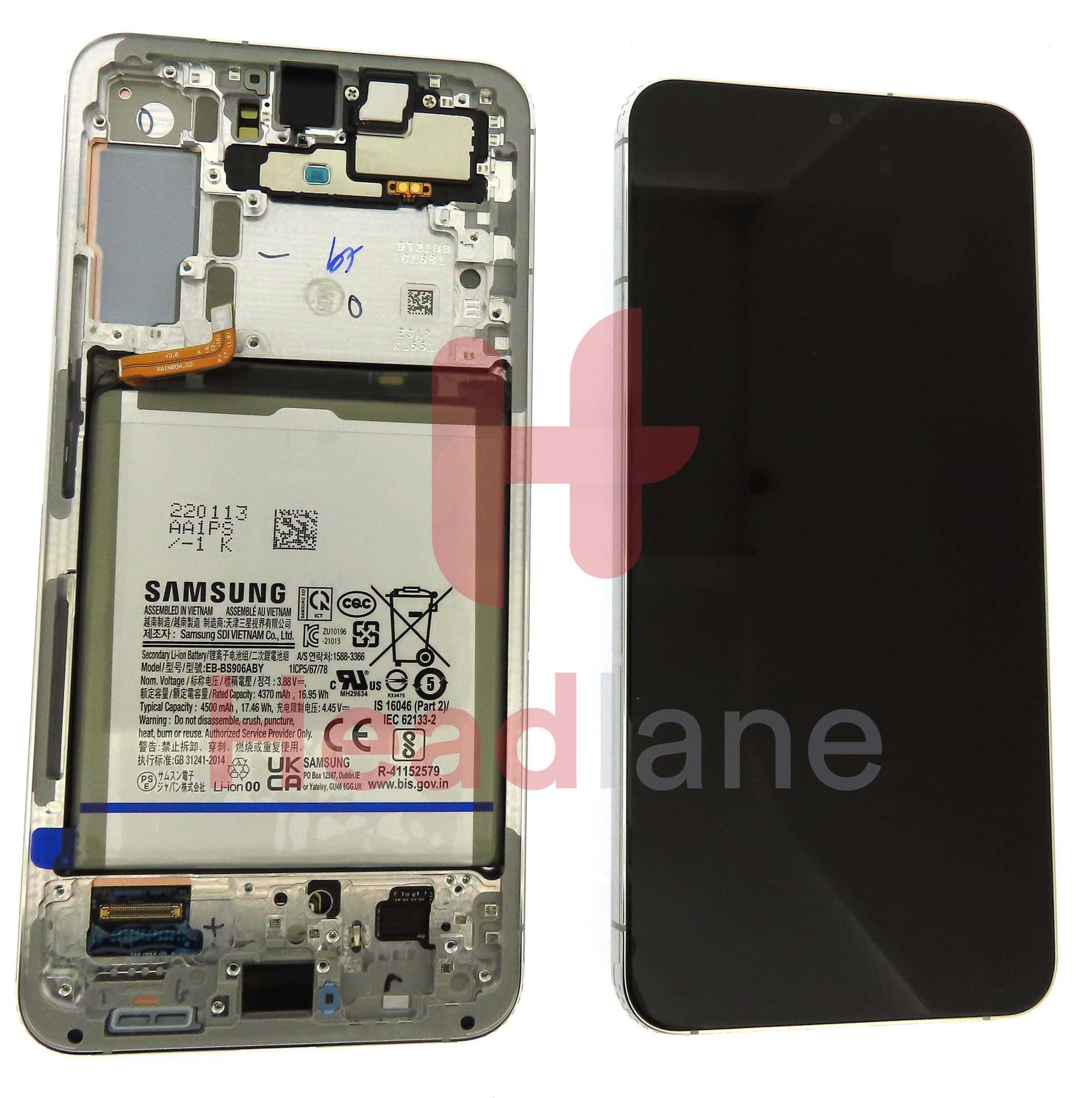 Samsung SM-S906 Galaxy S22+ / Plus LCD Display / Screen + Touch + Battery - Phantom White - GH82-27499B - Samsung Replacement Part
