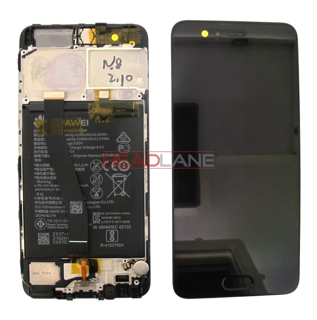 Huawei P10 LCD Display / Screen + Touch + Battery Assembly - Black - 02351DGP - Huawei Replacement Part