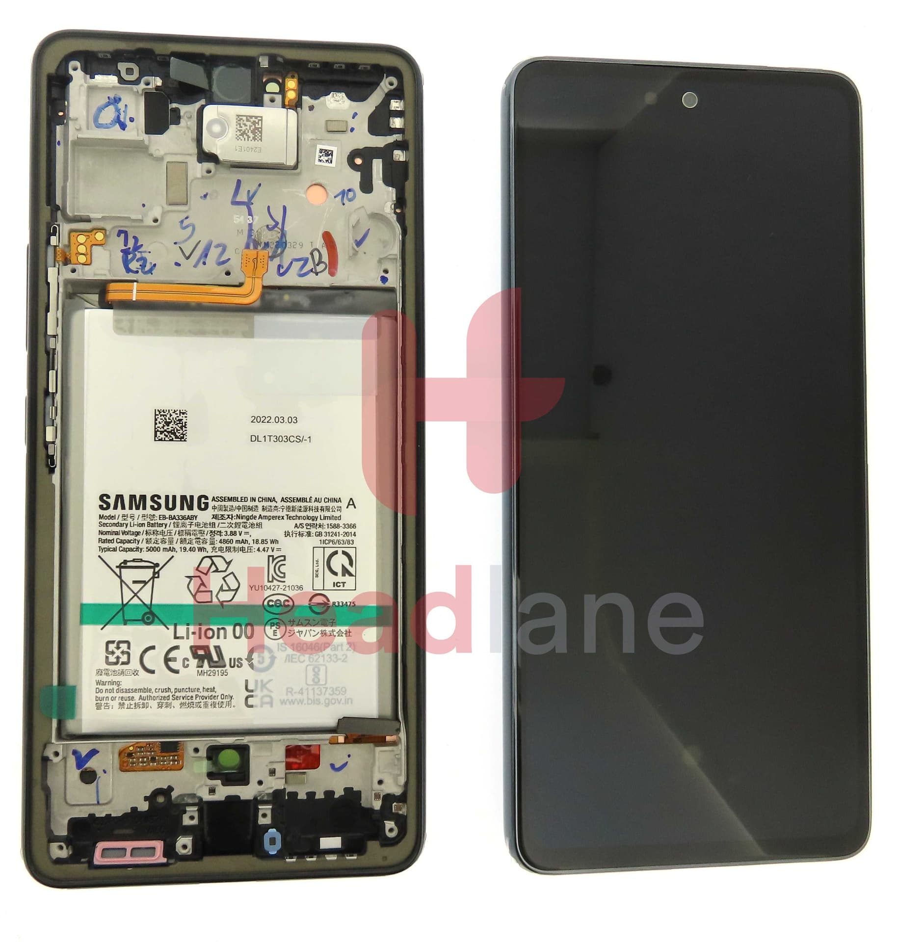 Samsung SM-A536 Galaxy A53 5G LCD Display / Screen + Touch + Battery - Black - GH82-28026A - Samsung Replacement Part