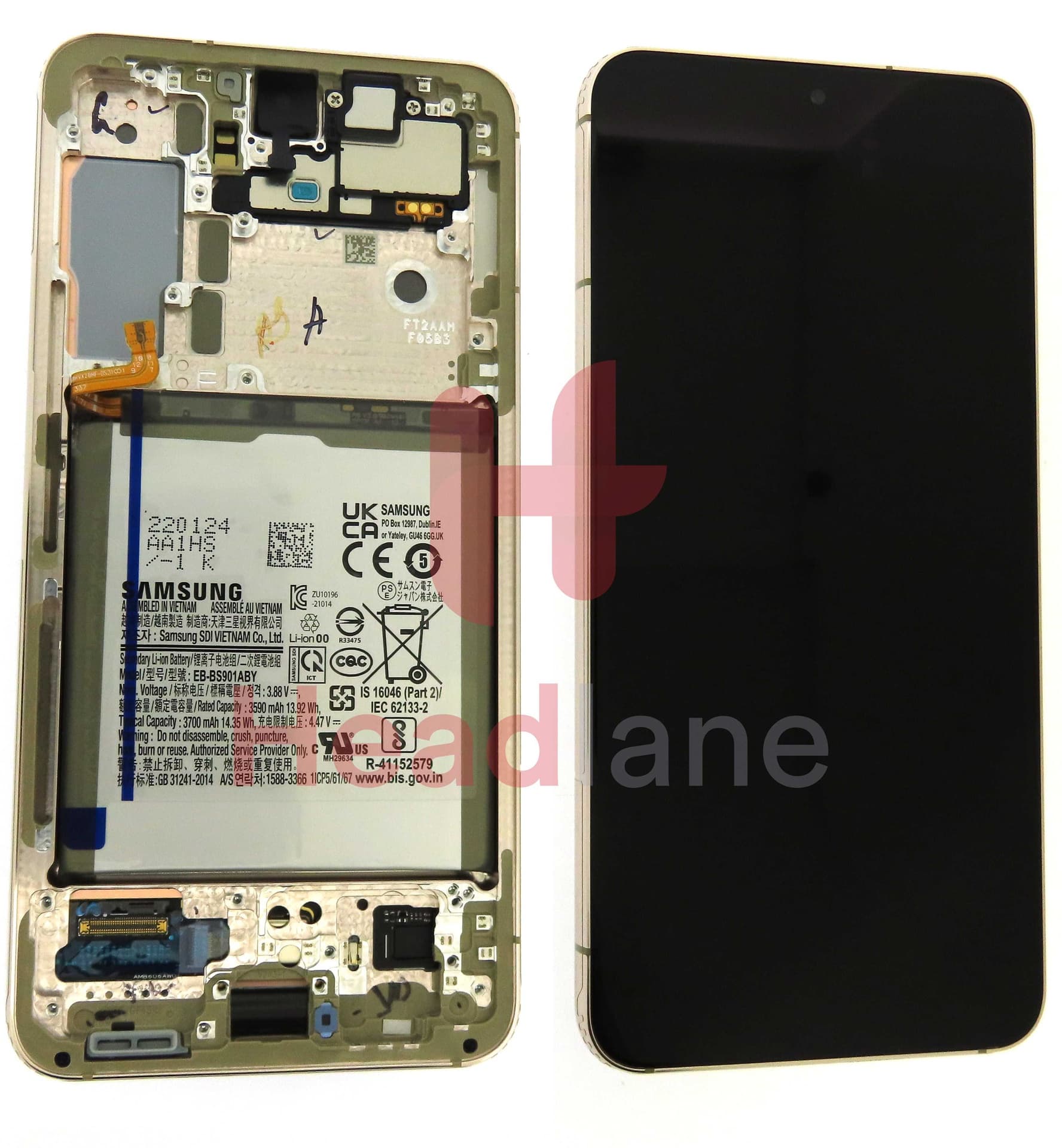 Samsung SM-S901 Galaxy S22 LCD Display / Screen + Touch + Battery - Violet - GH82-27518F - Samsung Replacement Part