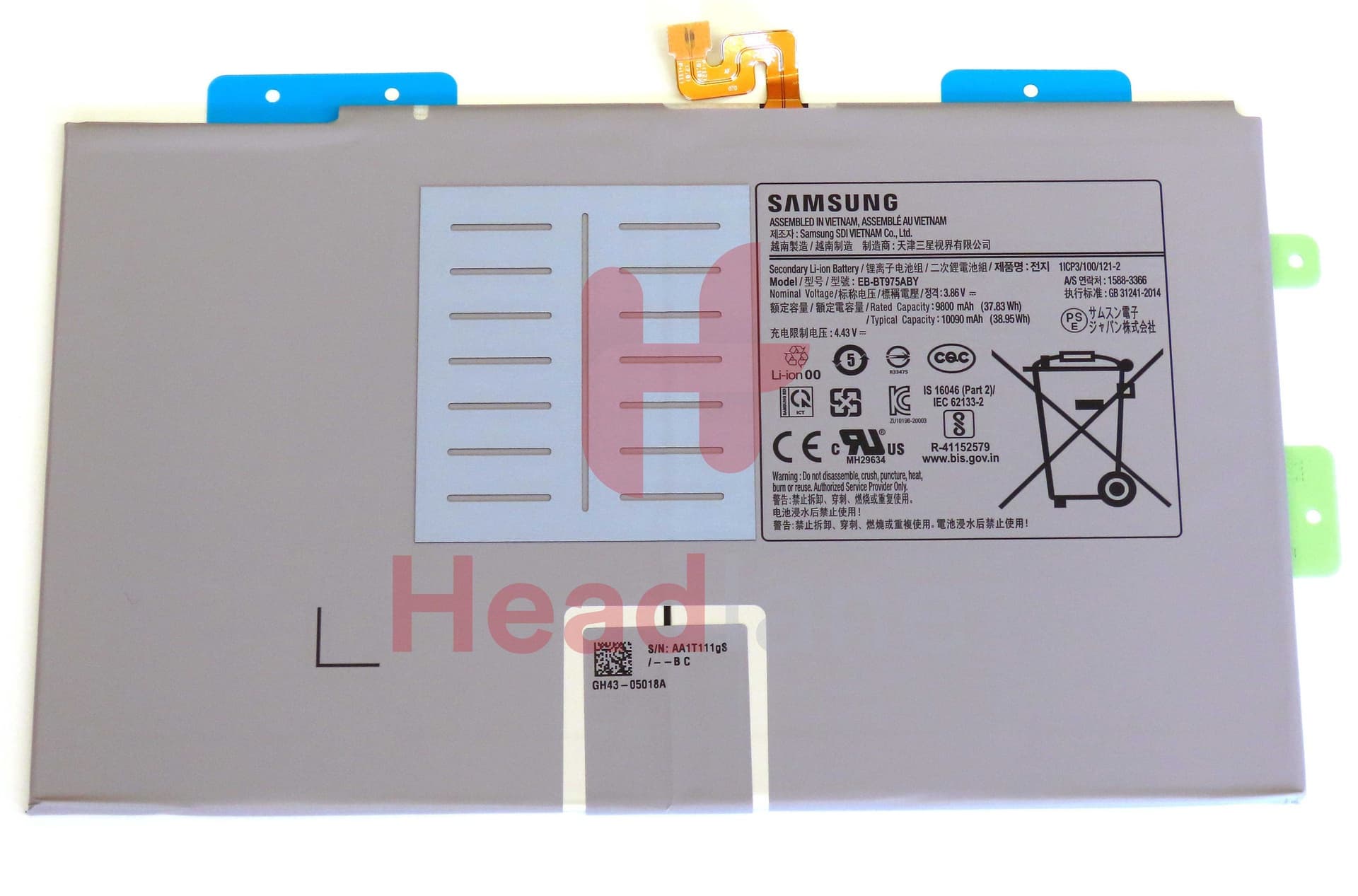 Samsung SM-T970 SM-T976 SM-T736 SM-X800 SM-X806 Galaxy Tab S7+ 12.4" / S7 FE 5G / Tab S8+ EB-BT975ABY Internal Battery - GH82-27888A - Samsung Replacement Part
