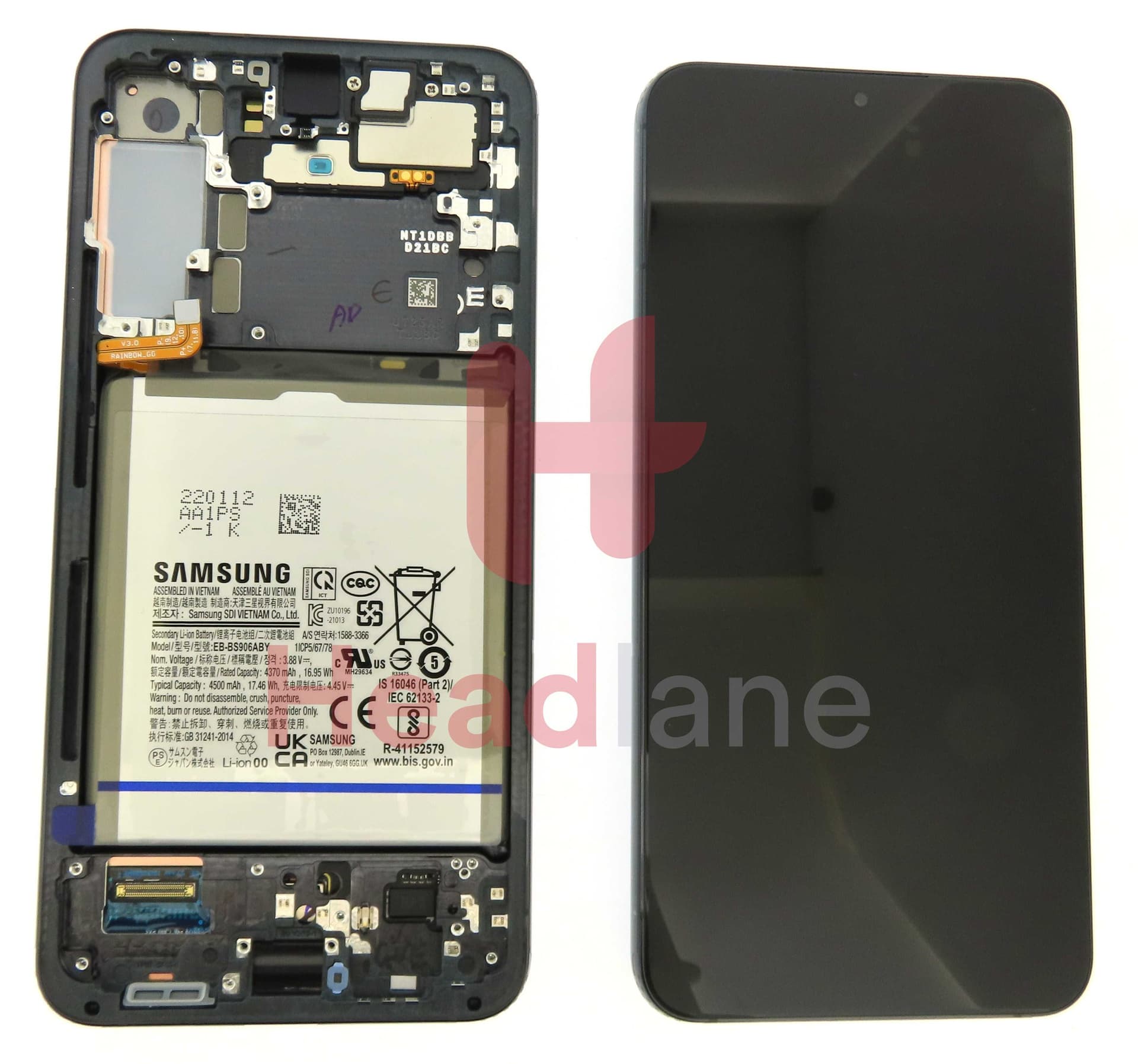 Samsung SM-S906 Galaxy S22+ / Plus LCD Display / Screen + Touch + Battery - Phantom Black - GH82-27499A - Samsung Replacement Part