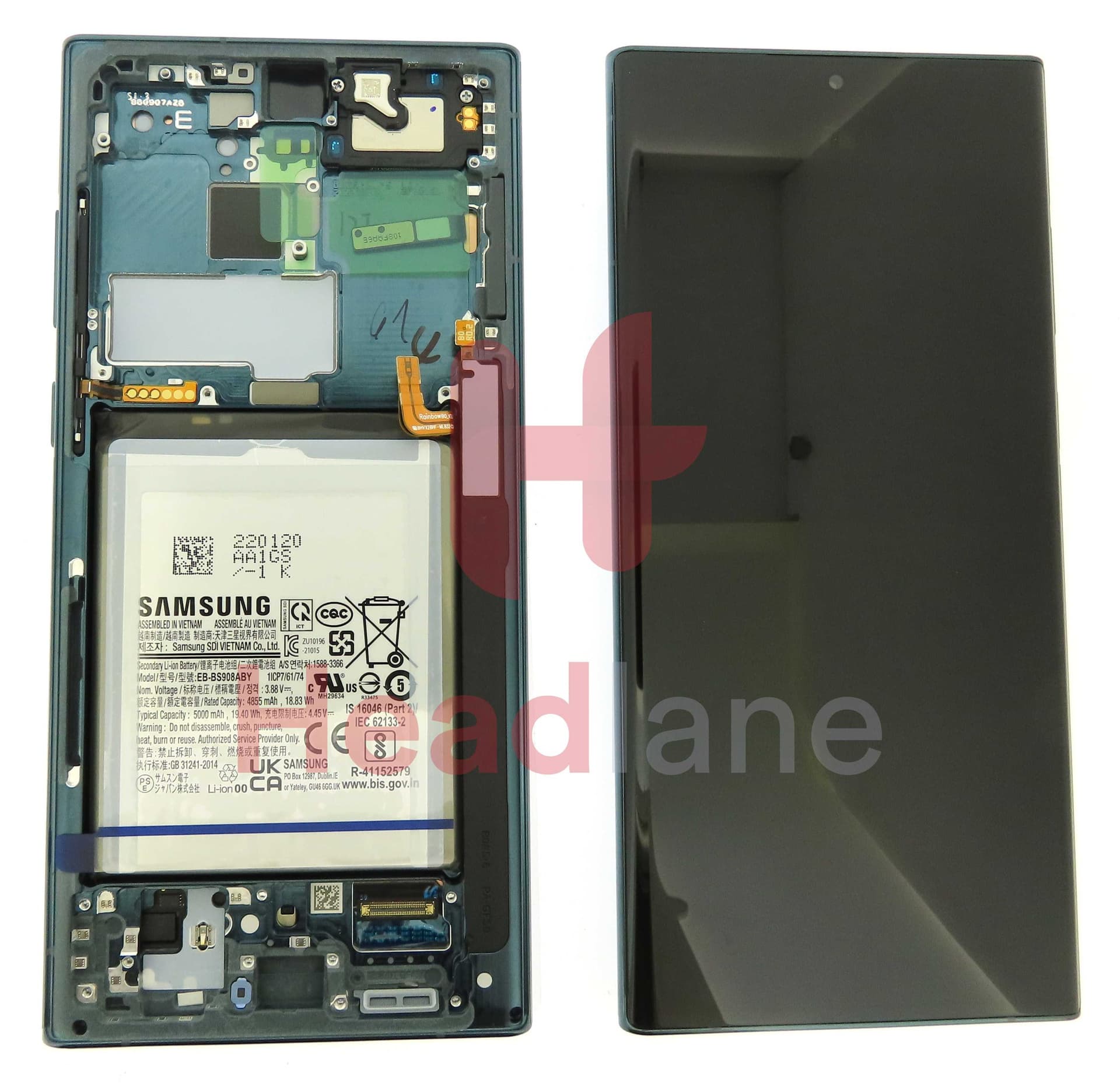 Samsung SM-S908 Galaxy S22 Ultra LCD Display / Screen + Touch + Battery - Green - GH82-27487D - Samsung Replacement Part