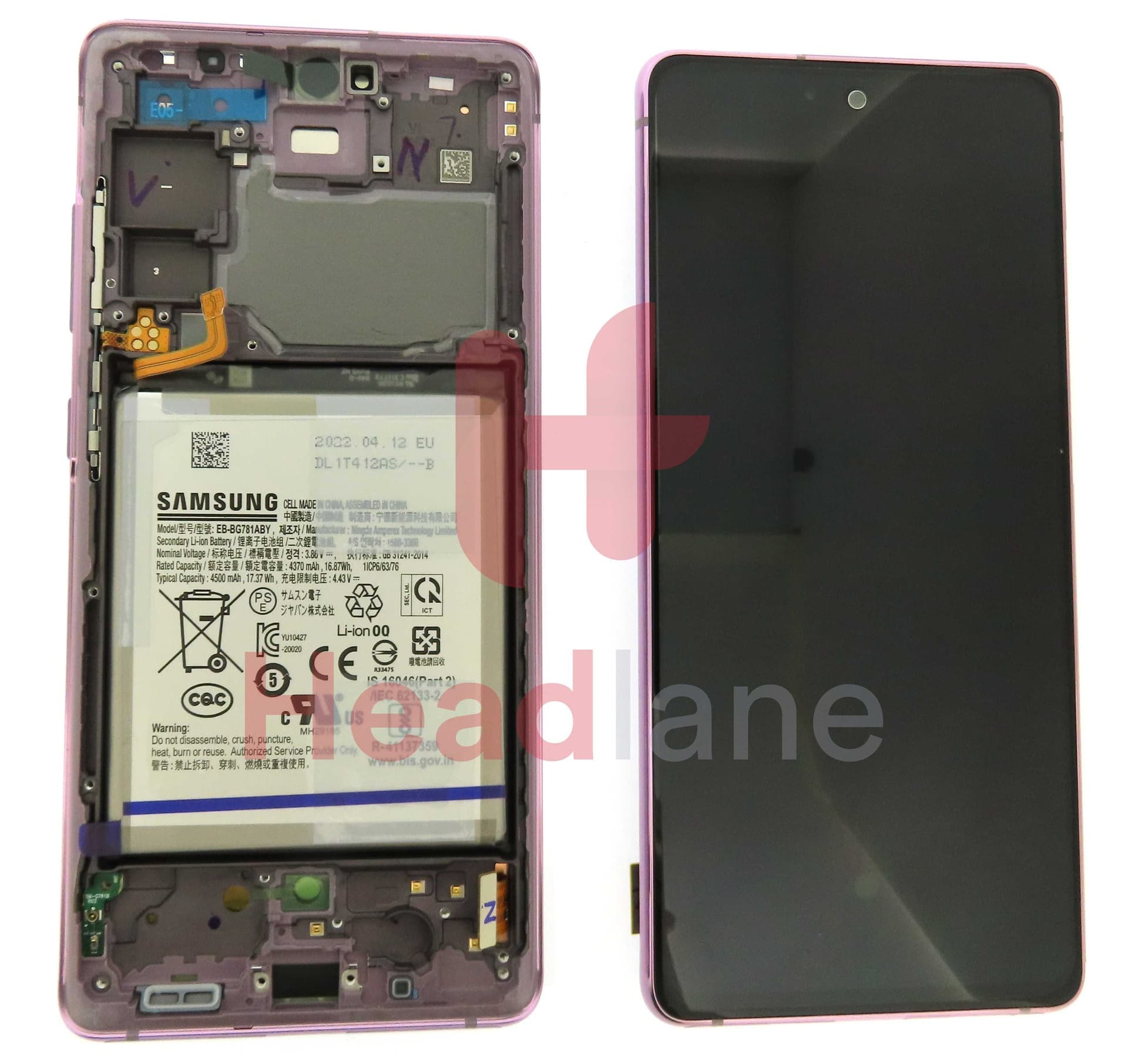 Samsung SM-G781 Galaxy S20 FE 5G LCD Display / Screen + Touch + Battery - Cloud Lavender - GH82-29060C - Samsung Replacement Part