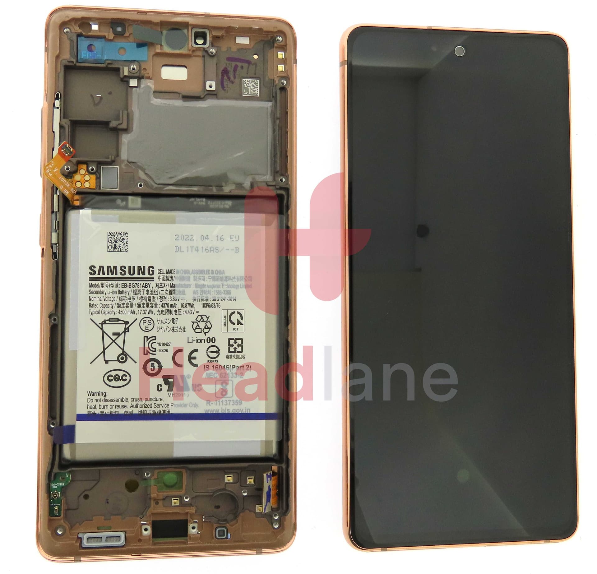 Samsung SM-G781 Galaxy S20 FE 5G LCD Display / Screen + Touch + Battery - Cloud Orange - GH82-29060F - Samsung Replacement Part