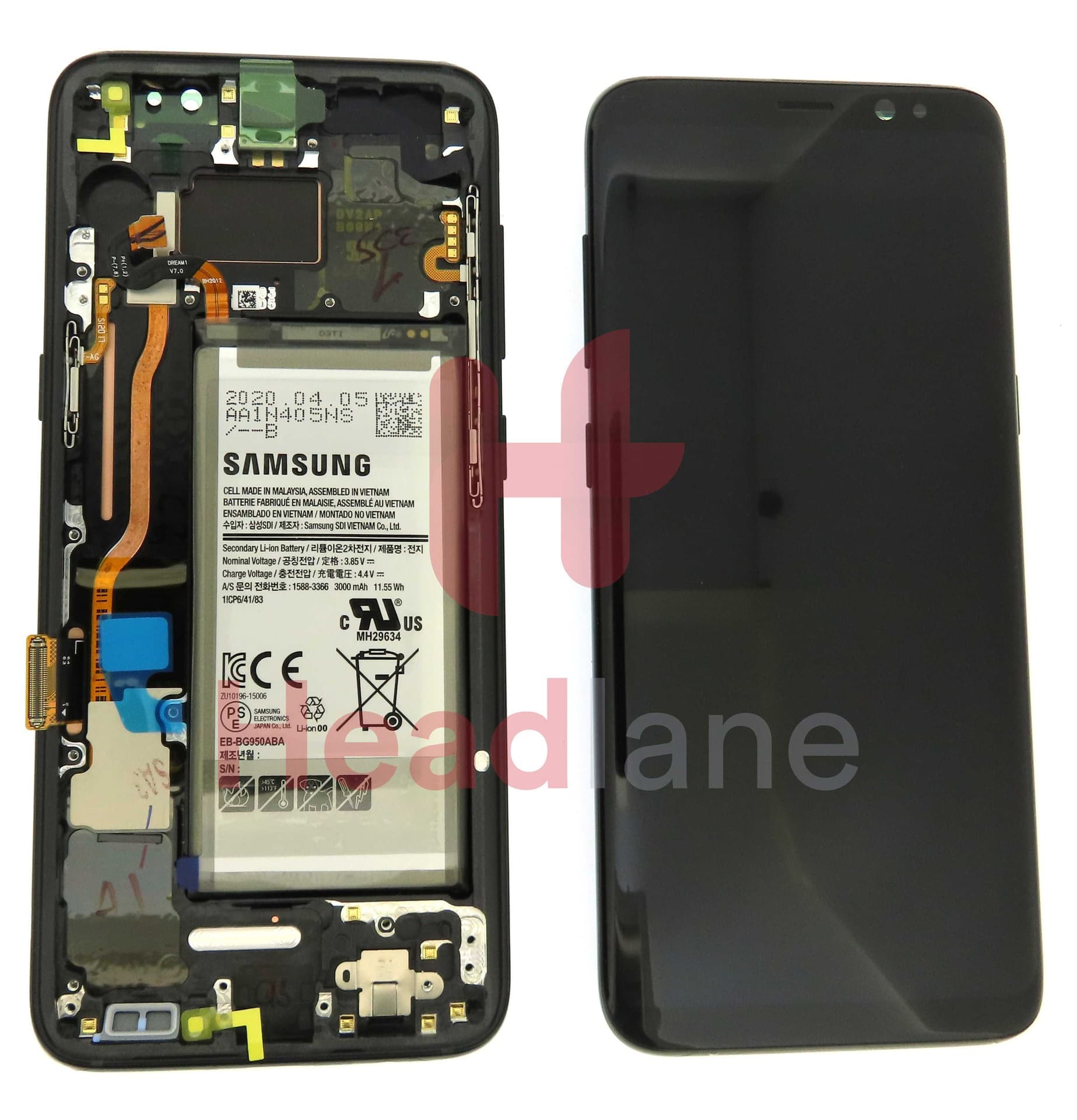 Samsung SM-G950 Galaxy S8 LCD Display / Screen + Touch + Battery - Black - GH82-13971A - Samsung Replacement Part