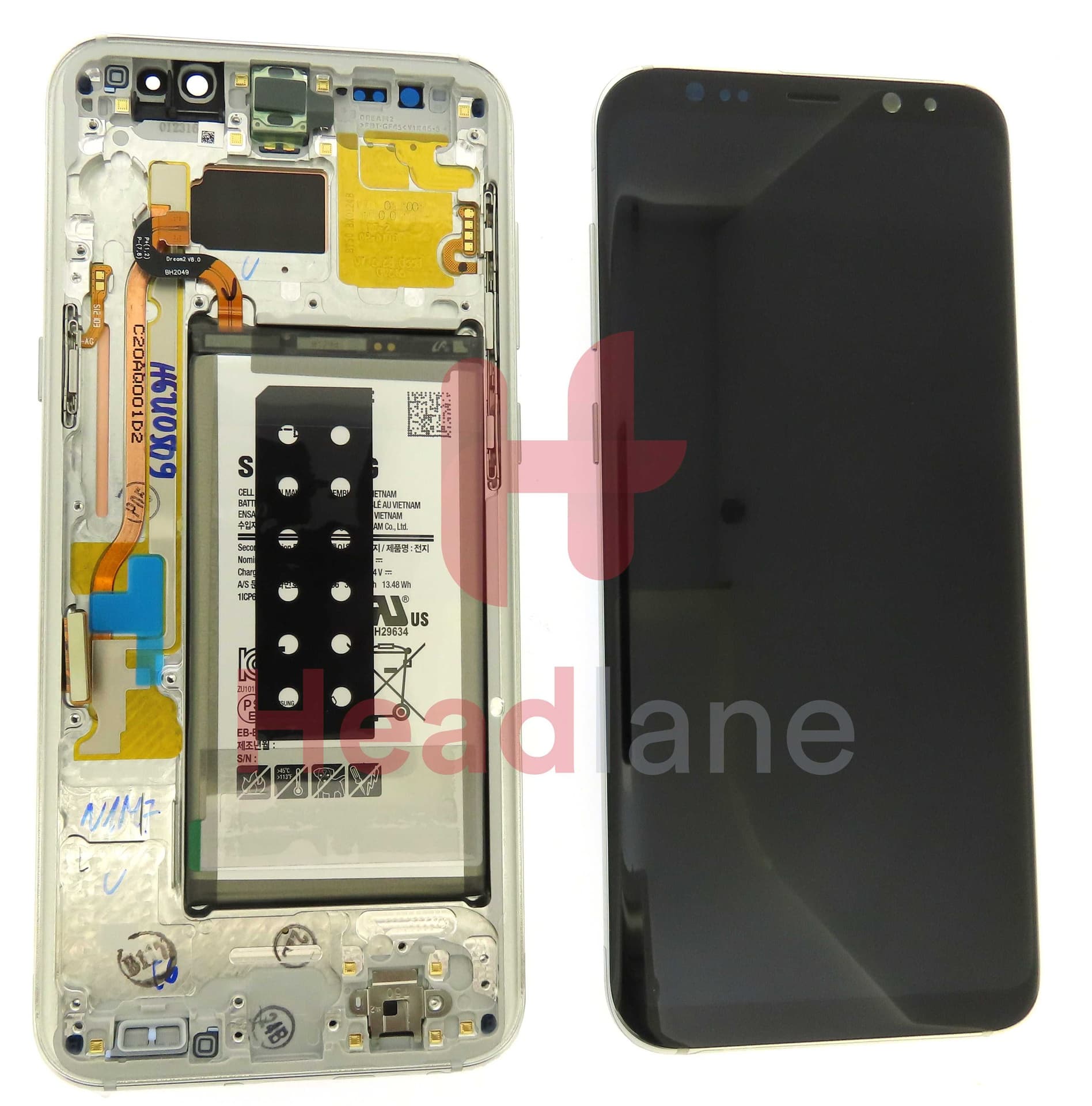 Samsung SM-G955 Galaxy S8+ LCD Display / Screen + Touch + Battery - Silver - GH82-14005B - Samsung Replacement Part