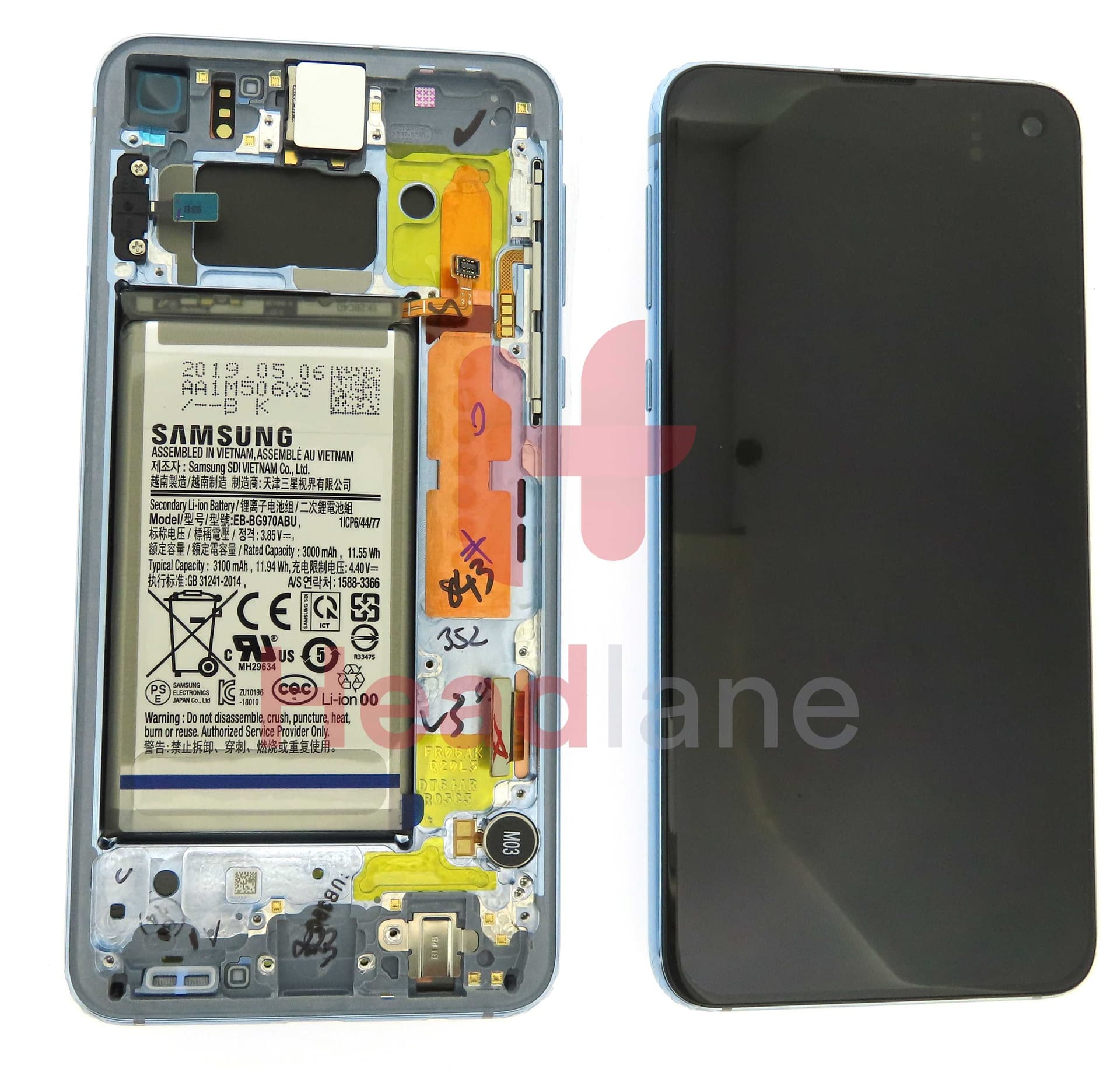 Samsung SM-G970 Galaxy S10E LCD Display / Screen + Touch + Battery - Prism Blue - GH82-18843C - Samsung Replacement Part