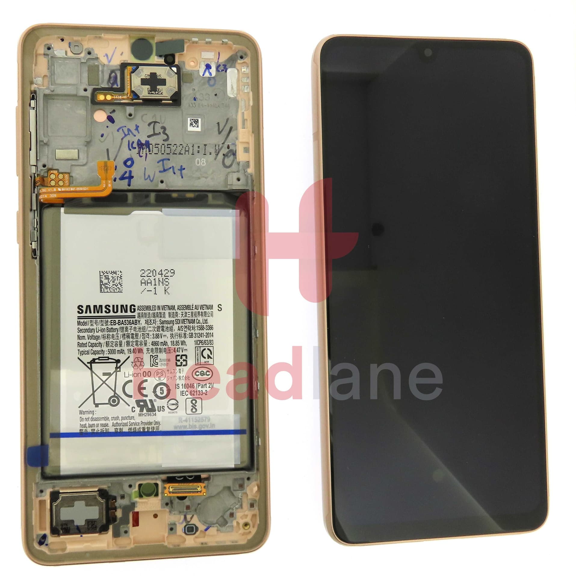 Samsung SM-A336 Galaxy A33 5G LCD Display / Screen + Touch + Battery - Peach - GH82-28145D - Samsung Replacement Part