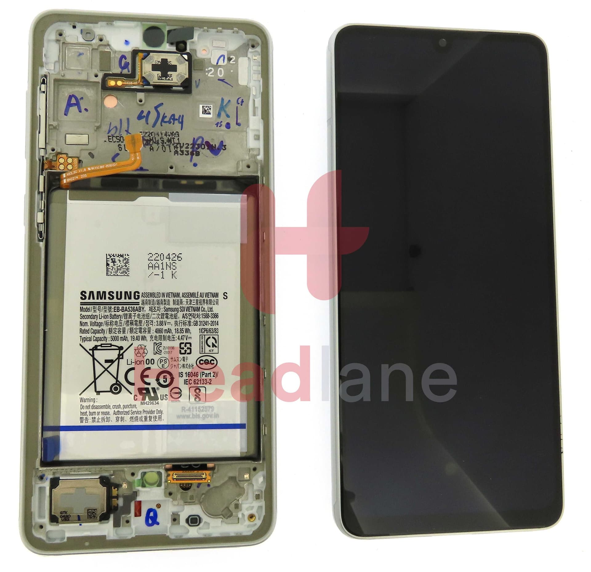 Samsung SM-A336 Galaxy A33 5G LCD Display / Screen + Touch + Battery - White - GH82-28145B - Samsung Replacement Part