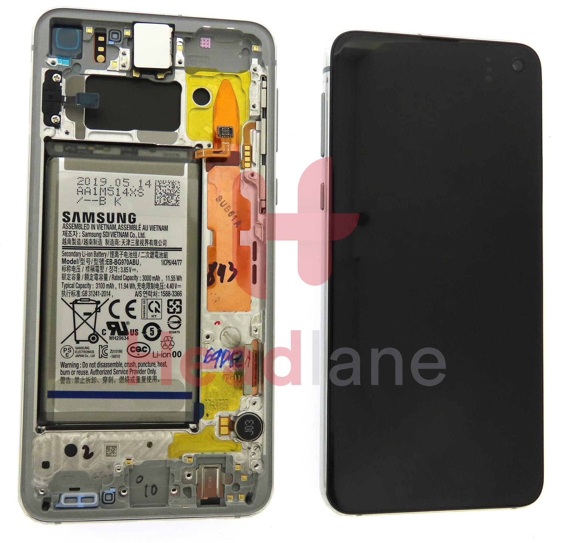 Samsung SM-G970 Galaxy S10E LCD Display / Screen + Touch + Battery - Prism White - GH82-18843B - Samsung Replacement Part