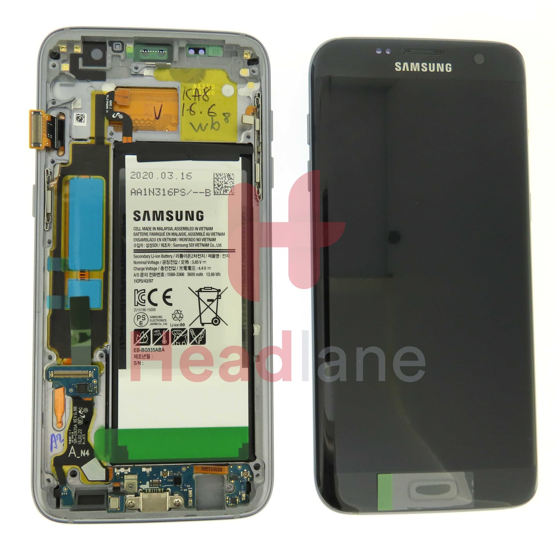 Samsung SM-G935F Galaxy S7 Edge LCD Display / Screen + Touch + Battery - Black - GH82-13359A