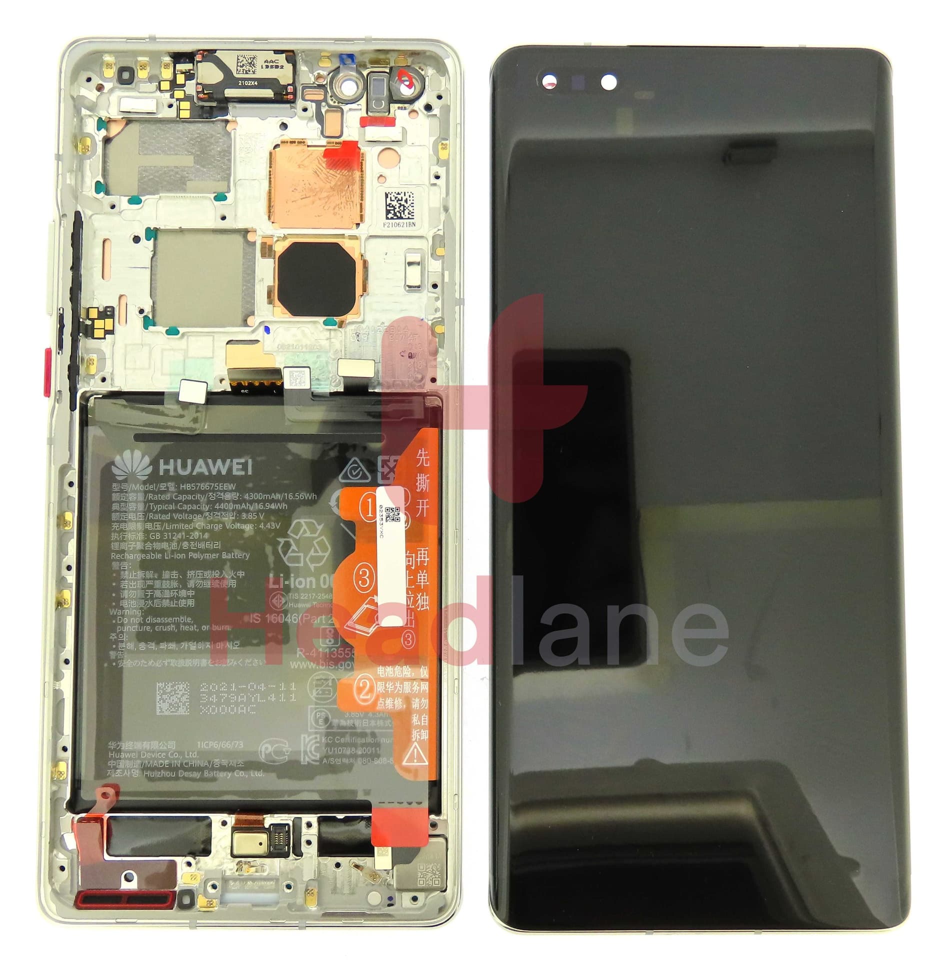 Huawei Mate 40 Pro LCD Display / Screen + Touch + Battery - Silver - 02353YXC - Huawei Replacement Part
