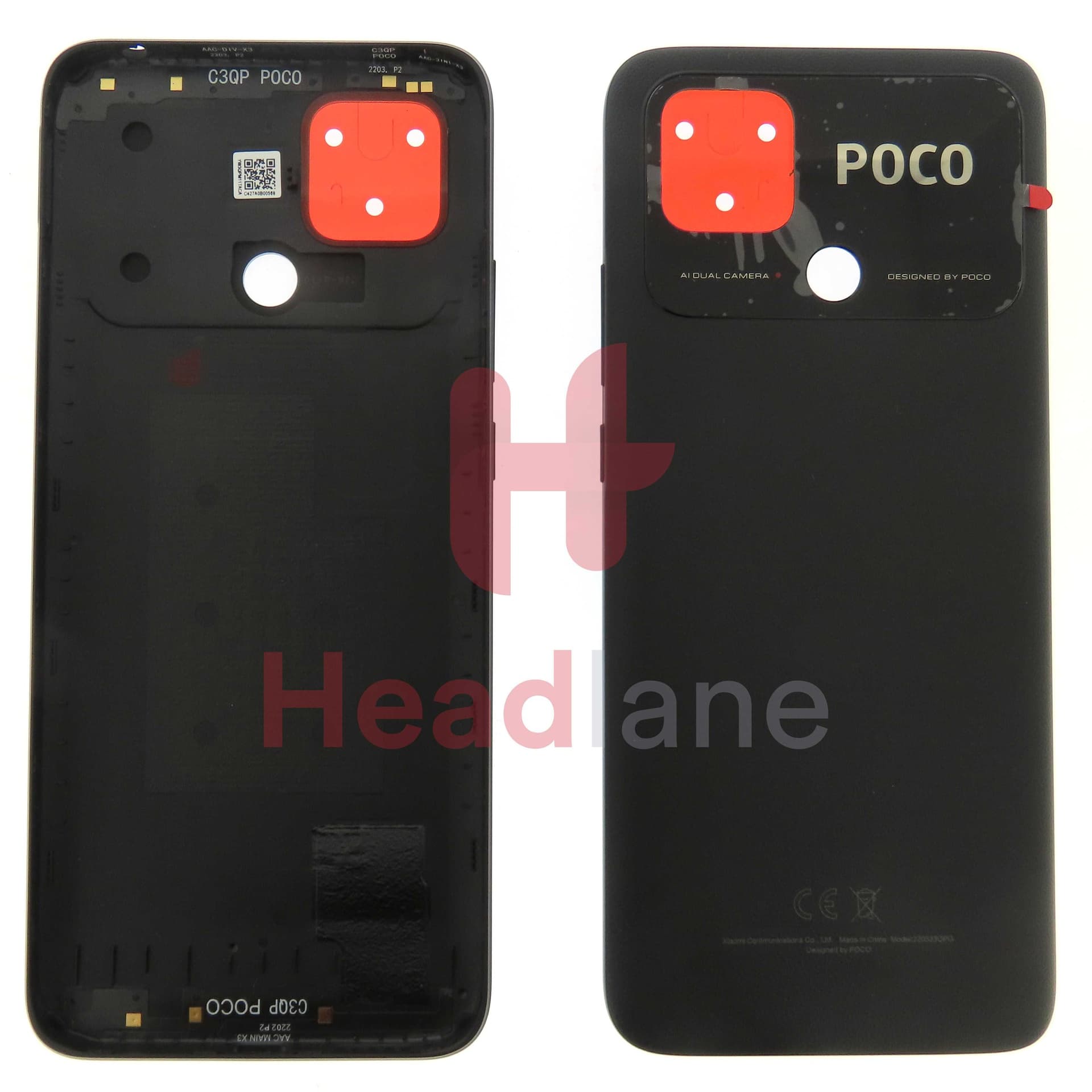 Xiaomi Poco C40 Back / Battery Cover - Black - 55050001WL9T - Xiaomi Replacement Part