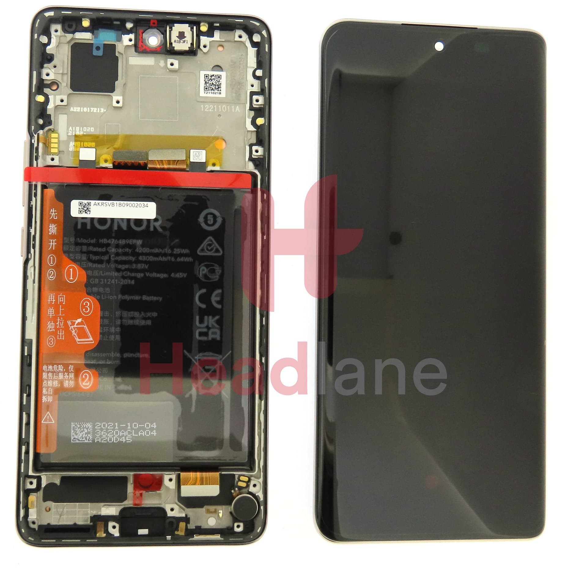 Honor 50 LCD Display / Screen + Touch + Battery - Frost Crystal - 02354GLX