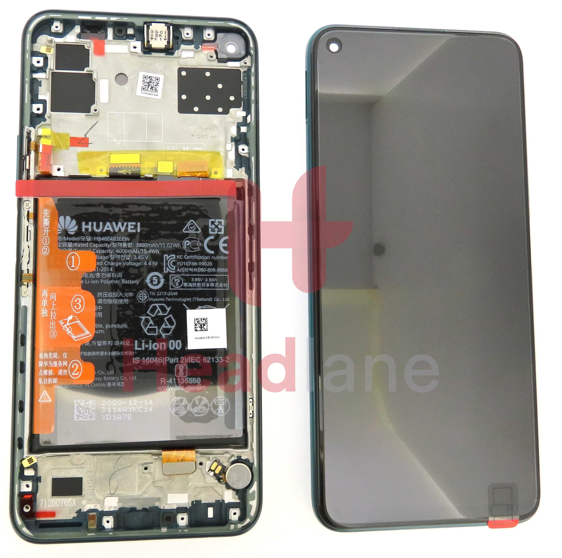 Huawei Honor 30S LCD Display / Screen + Touch + Battery Assembly - Green - 02353PMX - Huawei Replacement Part