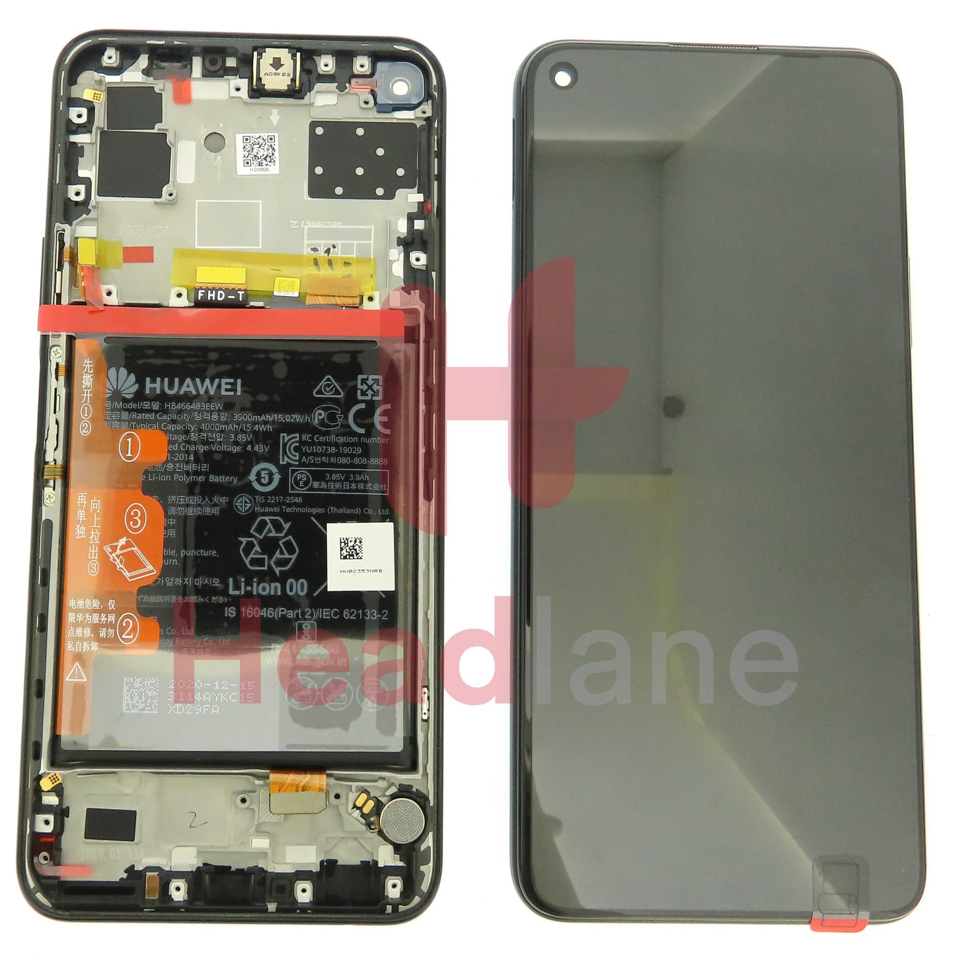 Huawei Honor 30S LCD Display / Screen + Touch + Battery Assembly - Black - 02353NRB - Huawei Replacement Part