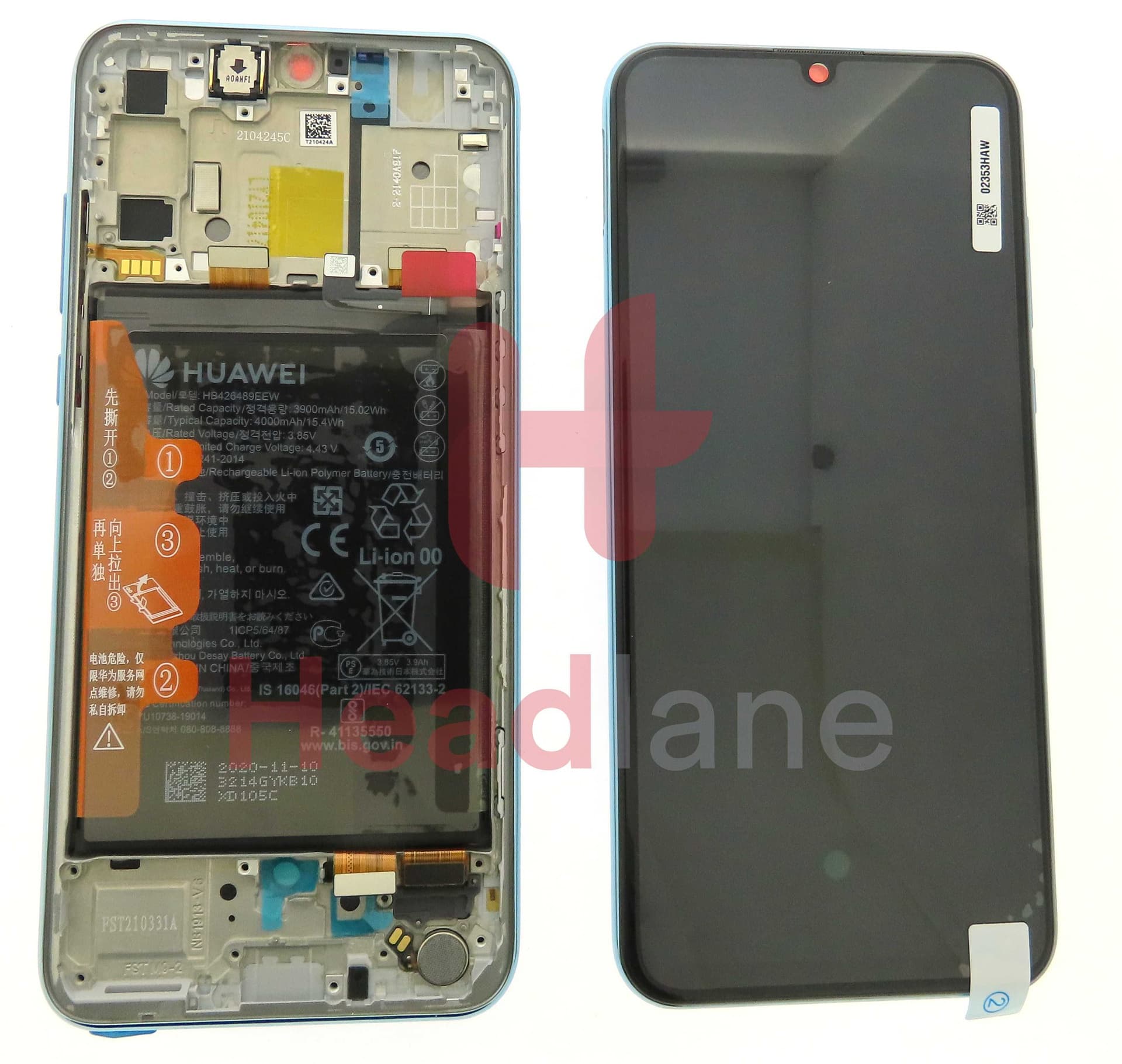 Huawei Y8p / P Smart S LCD Display / Screen + Touch + Battery - Breathing Crystal - 02353PNU - Huawei Replacement Part