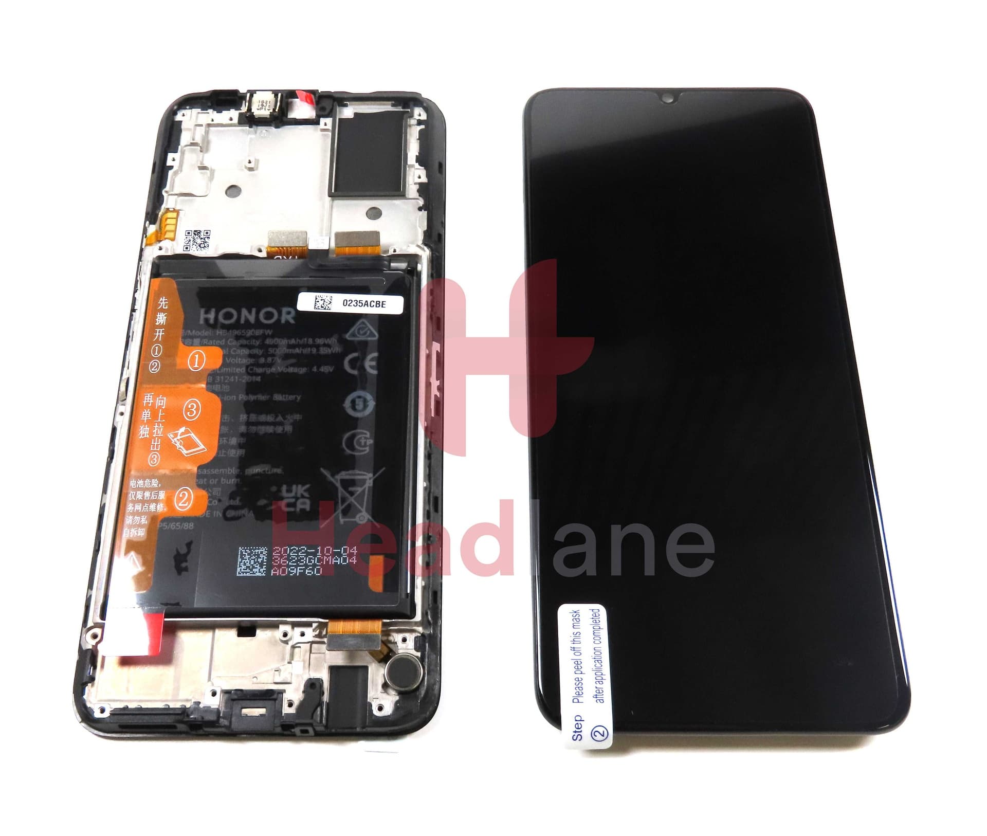 Honor X7 LCD Display / Screen + Touch + Battery Assembly - Black - 0235ACBE - Honor Replacement Part
