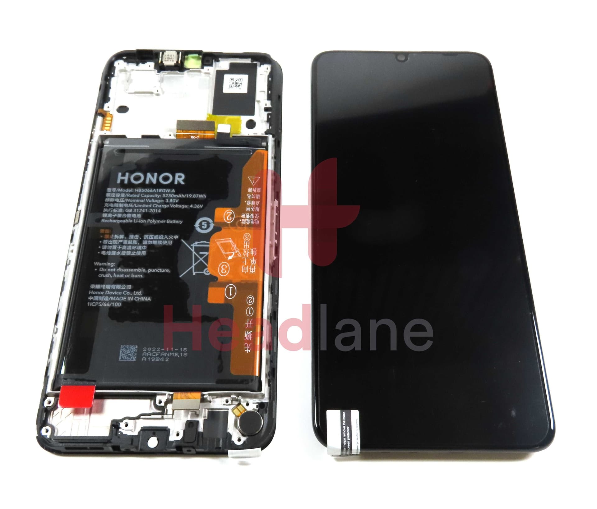 Honor X7a LCD Display / Screen + Touch + Battery Assembly - 0235AENA - Honor Replacement Part