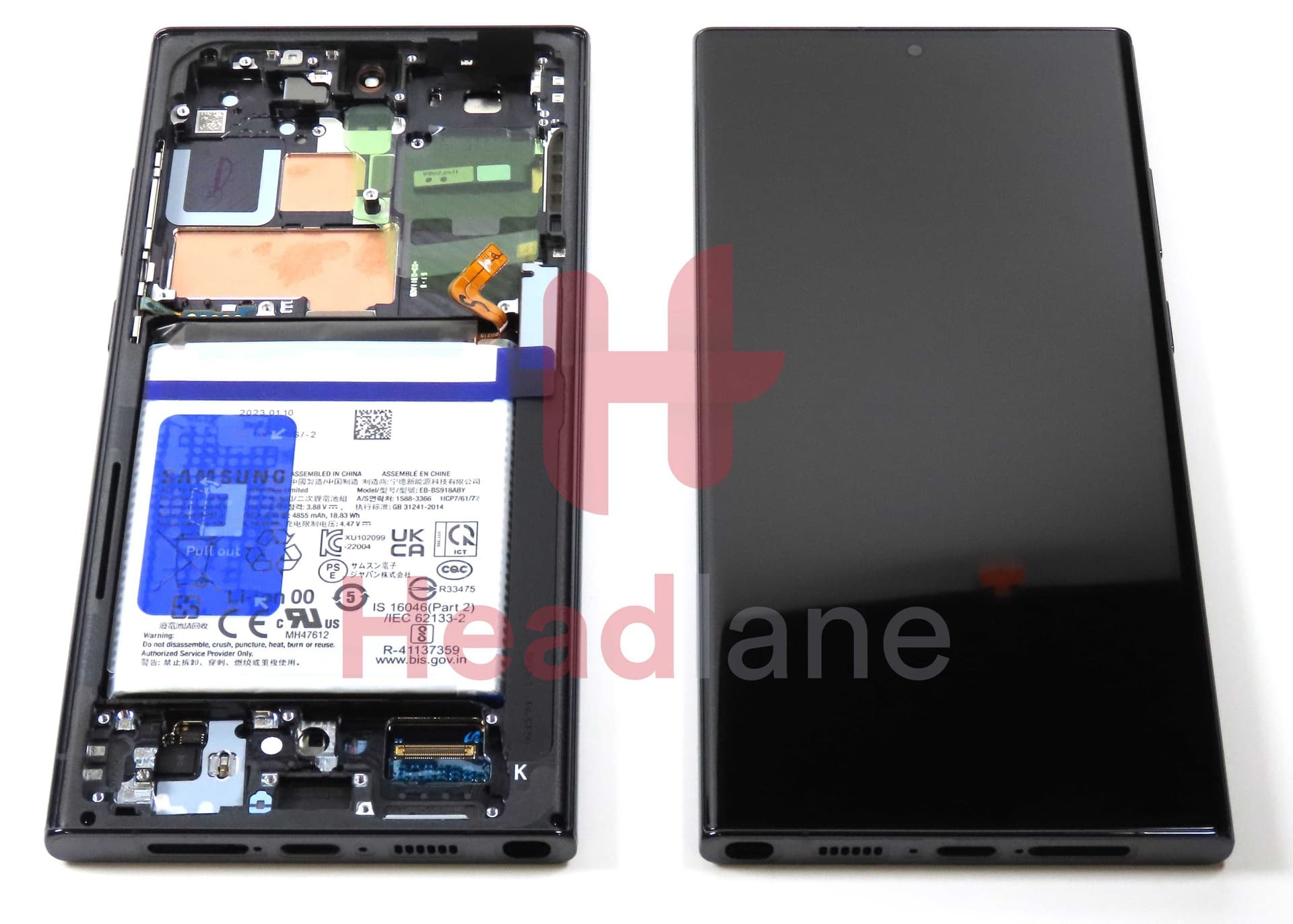Samsung SM-S918 Galaxy S23 Ultra LCD Display / Screen + Touch + Battery - Black - GH82-30467A - Samsung Replacement Part