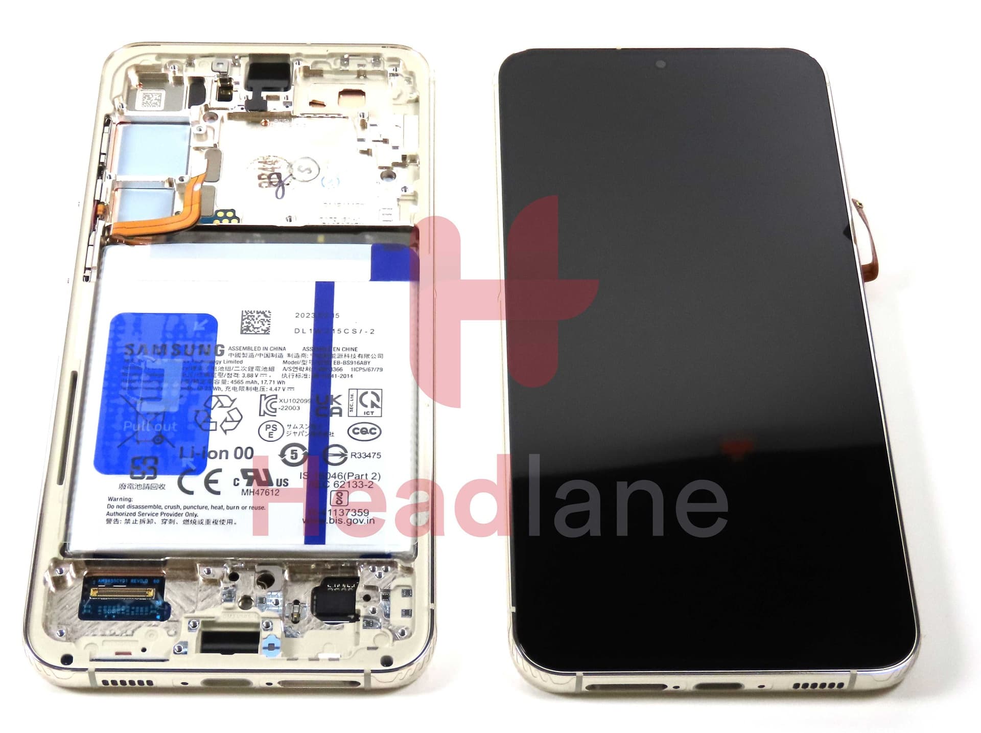 Samsung SM-S916 Galaxy S23+ / Plus LCD Display / Screen + Touch + Battery - Cream - GH82-30478B - Samsung Replacement Part