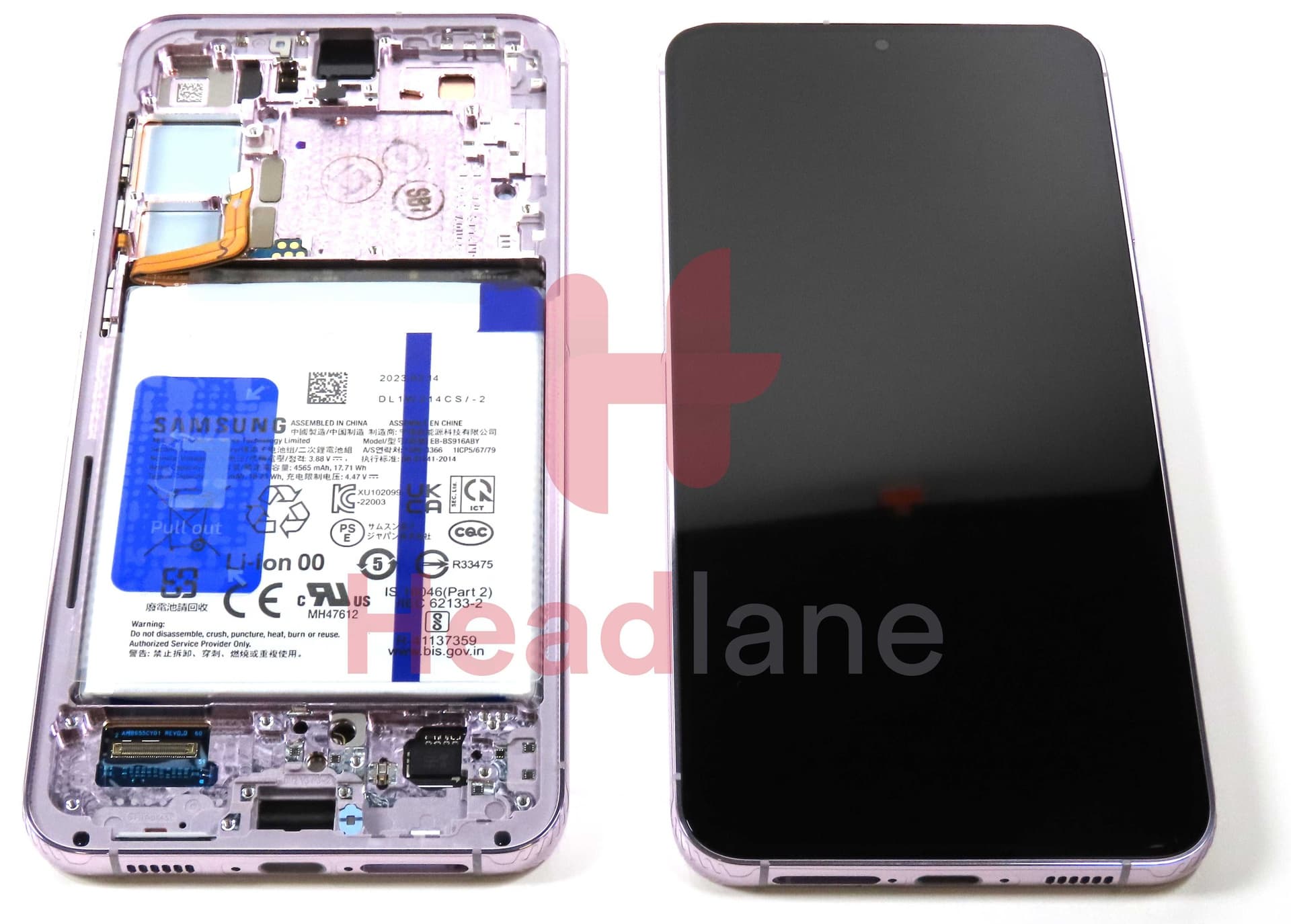 Samsung SM-S916 Galaxy S23+ / Plus LCD Display / Screen + Touch + Battery - Lavender - GH82-30478D - Samsung Replacement Part