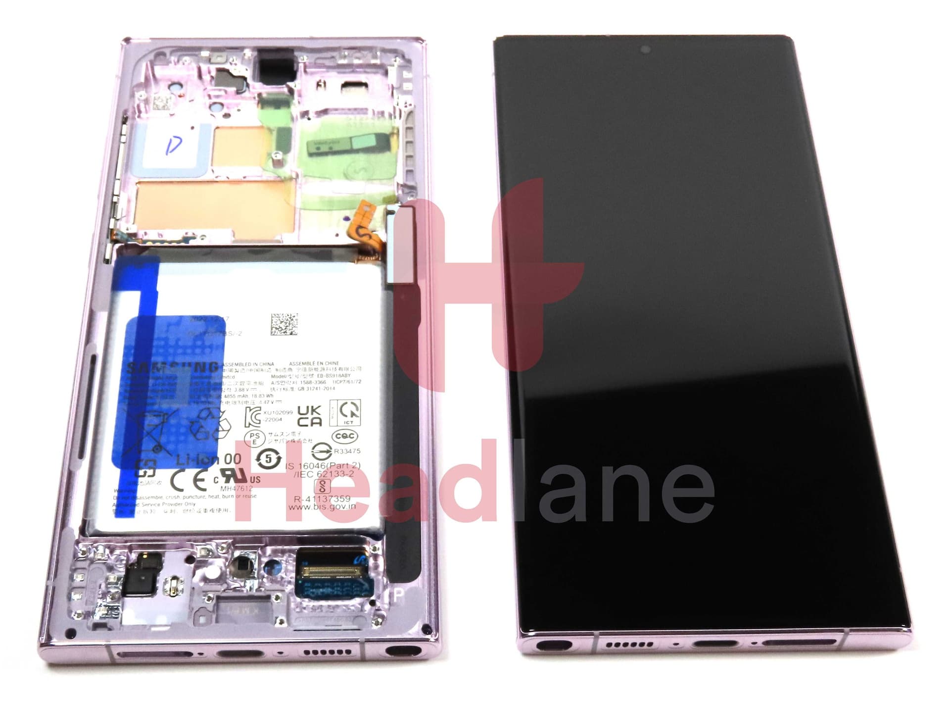 Samsung SM-S918 Galaxy S23 Ultra LCD Display / Screen + Touch + Battery - Lavender - GH82-30467D - Samsung Replacement Part