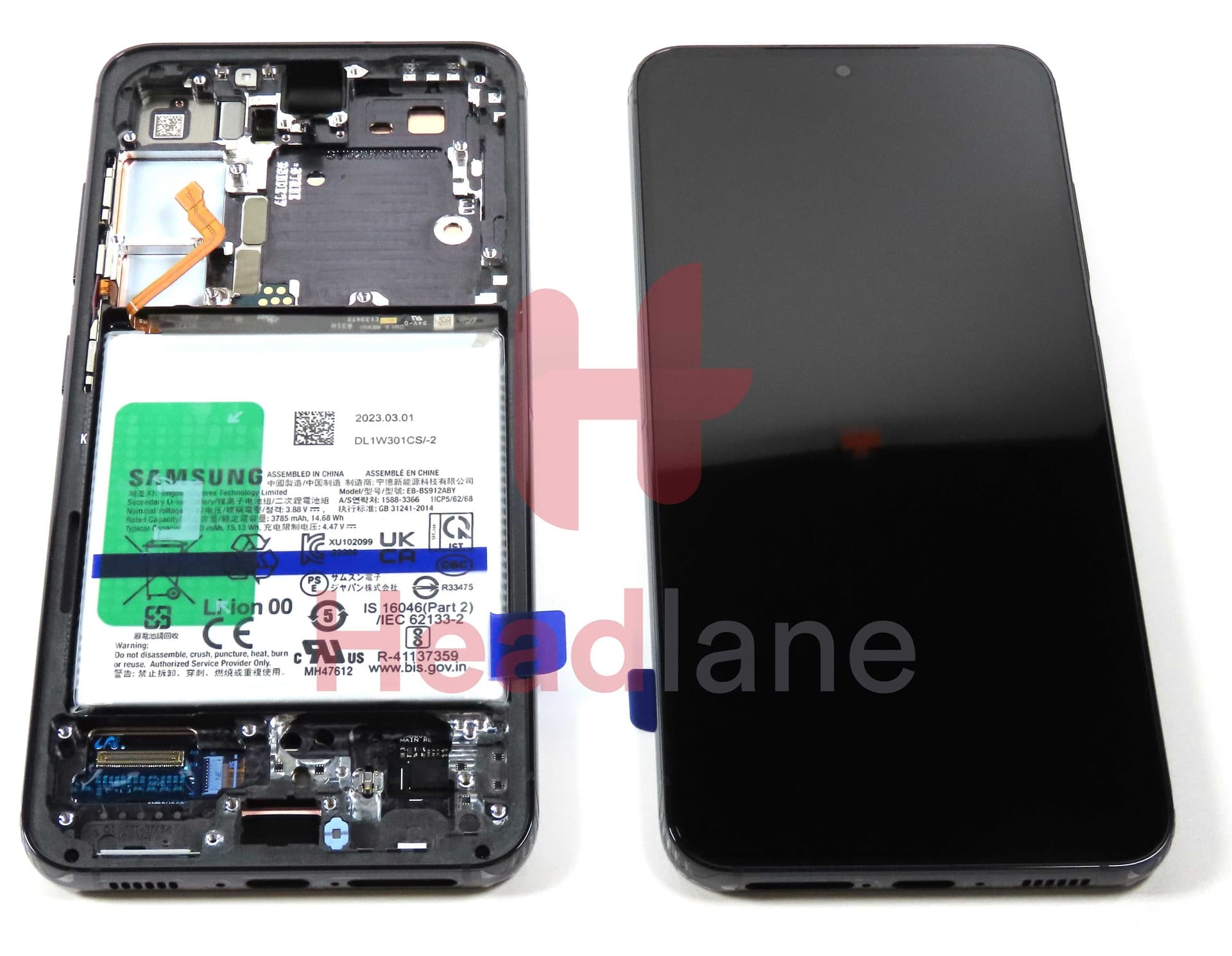 Samsung SM-S911 Galaxy S23 LCD Display / Screen + Touch + Battery - Black - GH82-30482A - Samsung Replacement Part