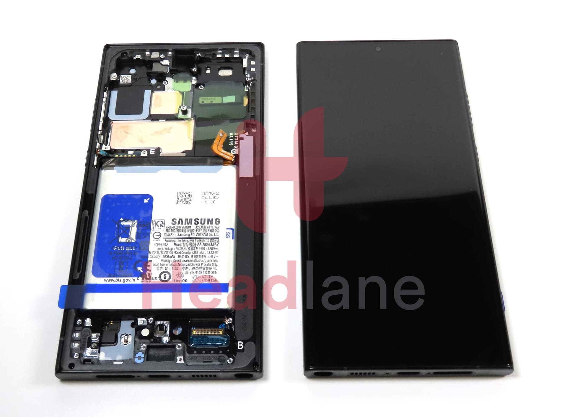 Samsung SM-S918 Galaxy S23 Ultra LCD Display / Screen + Touch + Battery - Graphite / Red - GH82-30467E - Samsung Replacement Part